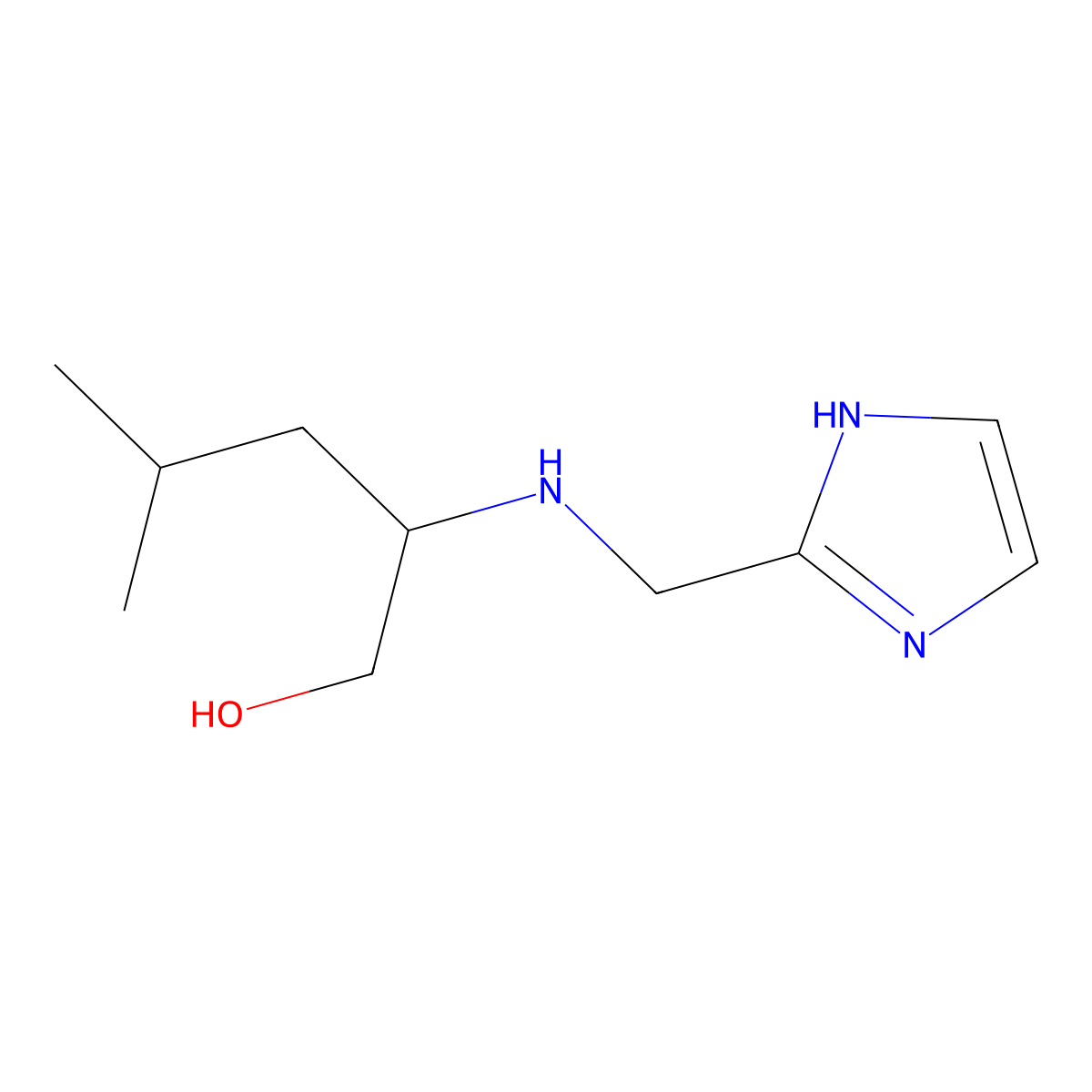 2-{[(1H-imidazol-2-yl)methyl]amino}-4-methylpentan-1-ol molecular structure, CAS 1248719-25-6