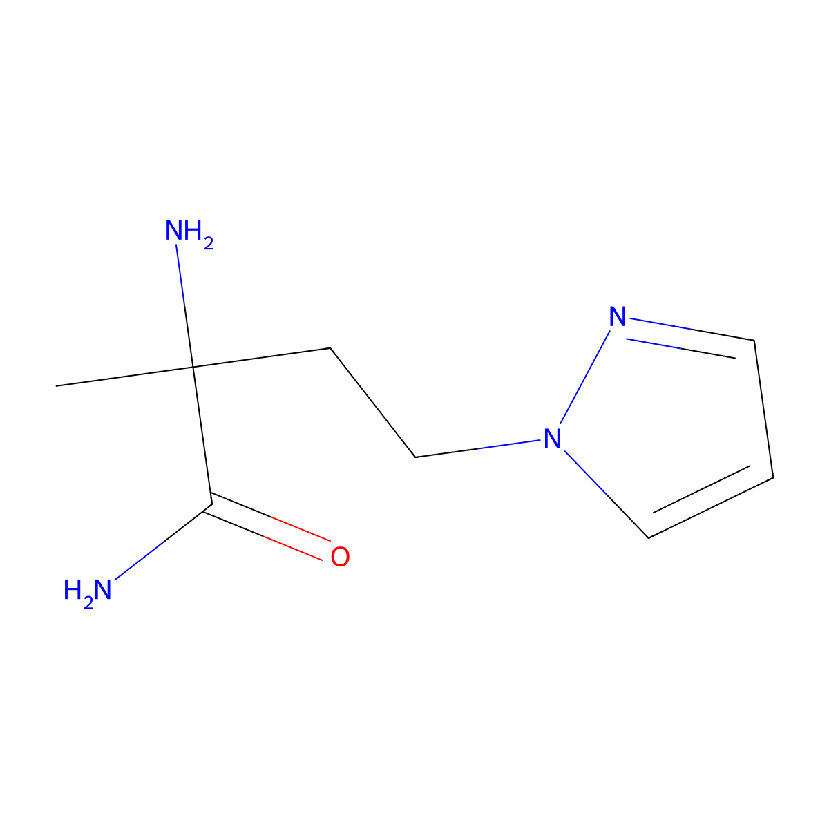 2-Amino-2-methyl-4-(1h-pyrazol-1-yl)butanamide molecular structure, CAS 1248719-82-5