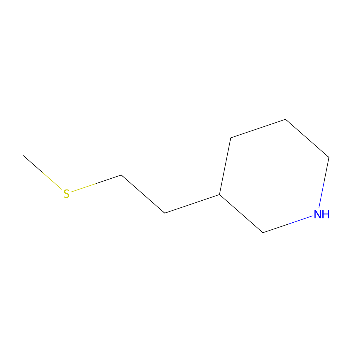 3-(2-(Methylthio)ethyl)piperidine molecular structure, CAS 1248723-55-8