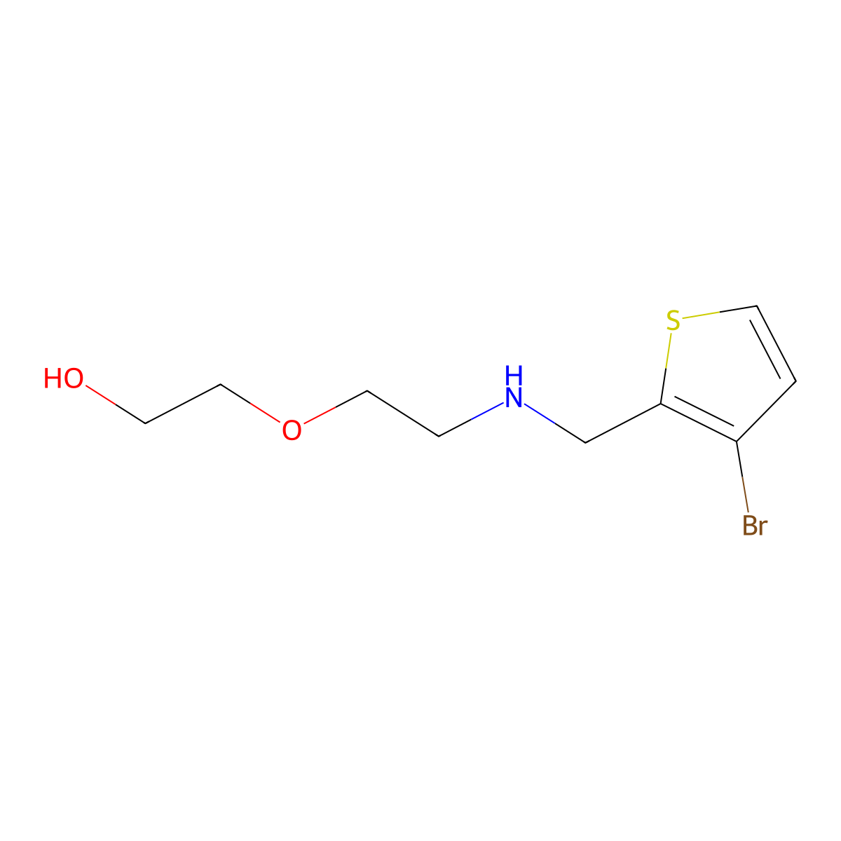 2-(2-{[(3-Bromothiophen-2-yl)methyl]amino}ethoxy)ethan-1-ol molecular structure, CAS 1248725-21-4