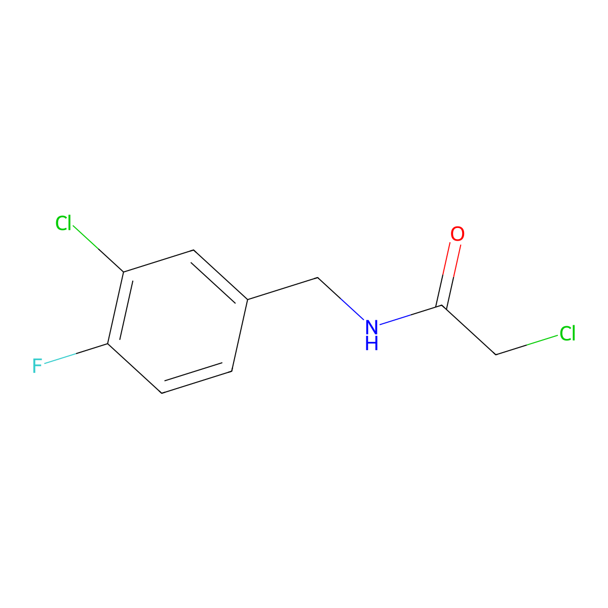 2-chloro-N-[(3-chloro-4-fluorophenyl)methyl]acetamide molecular structure, CAS 1248731-07-8