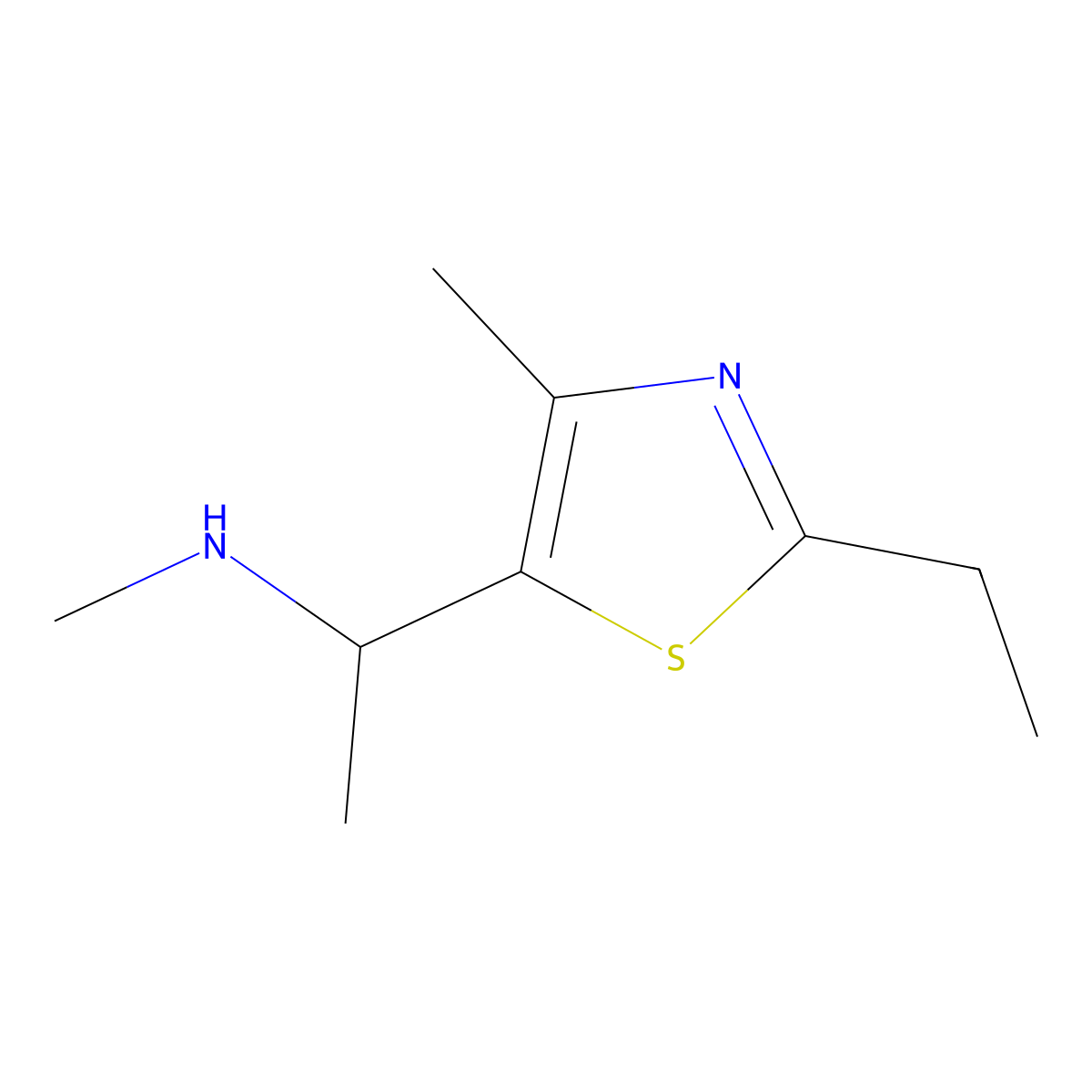 (1-(2-Ethyl-4-methyl-1,3-thiazol-5-yl)ethyl)(methyl)amine molecular structure, CAS 1248732-16-2