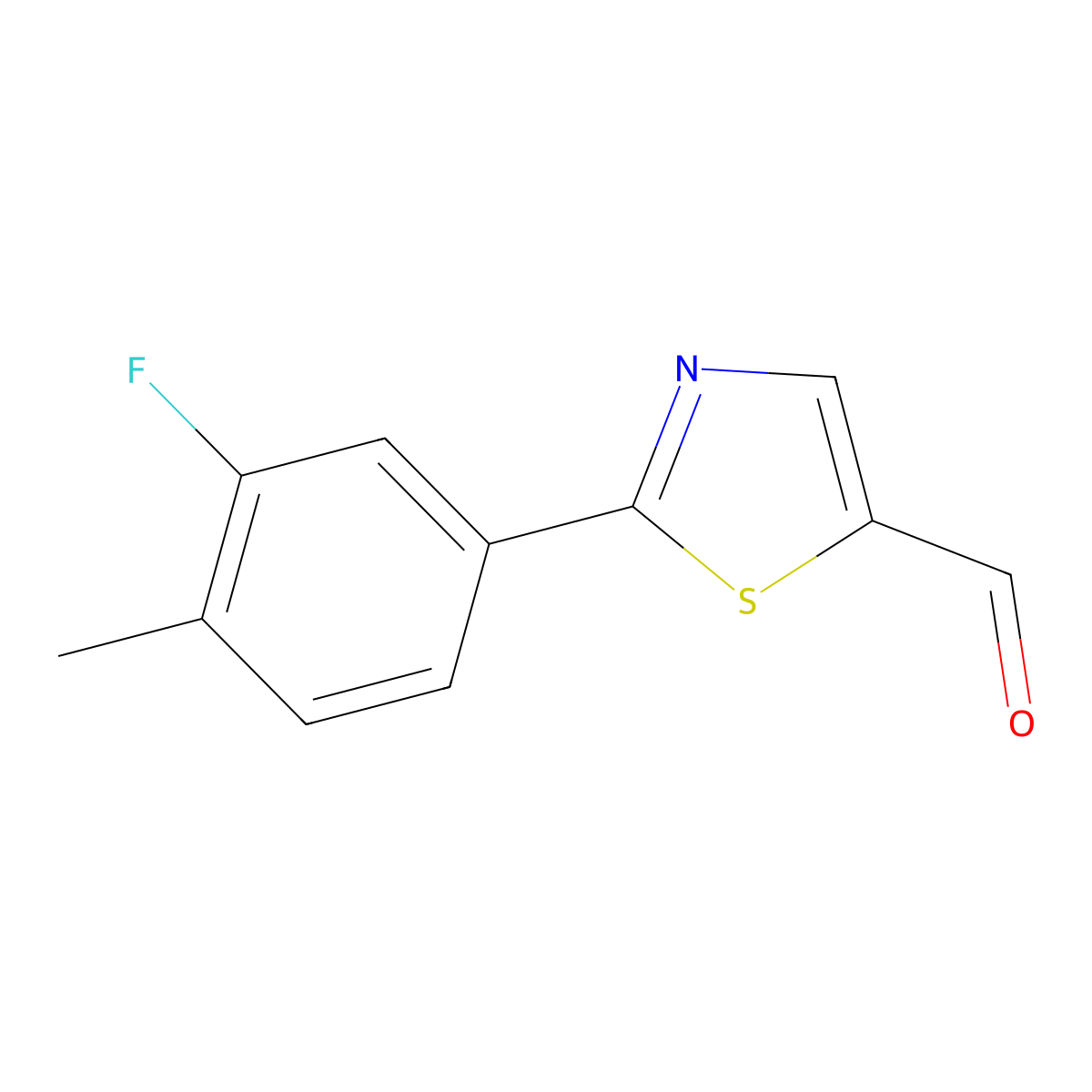 2-(3-Fluoro-4-methylphenyl)thiazole-5-carbaldehyde molecular structure, CAS 1248732-25-3