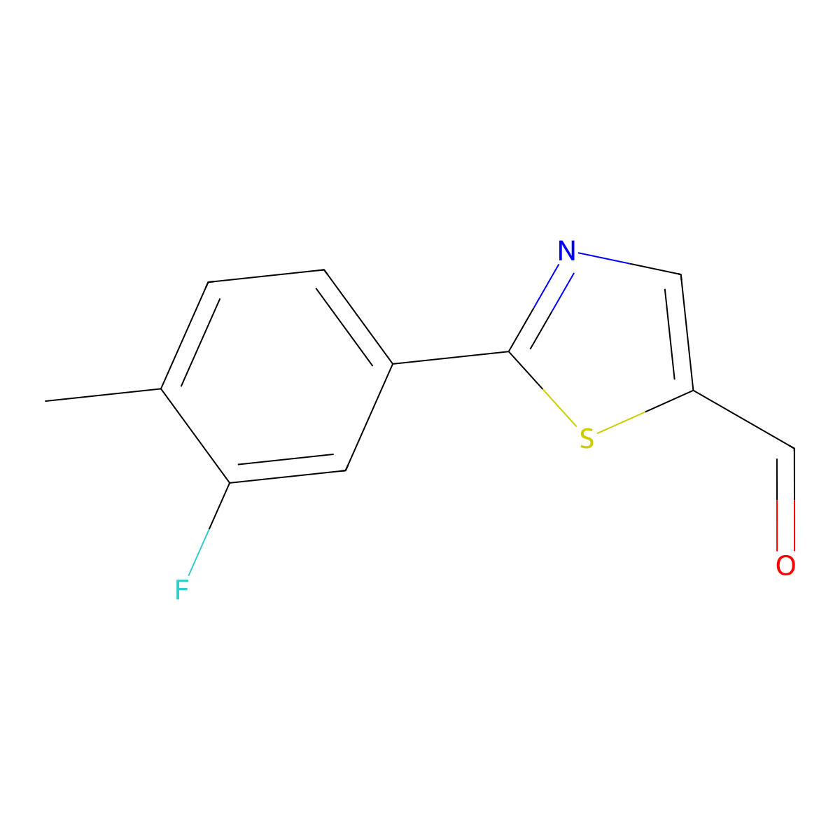 2-(3-Fluoro-4-methylphenyl)thiazole-5-carbaldehyde molecular structure, CAS 1248732-25-3