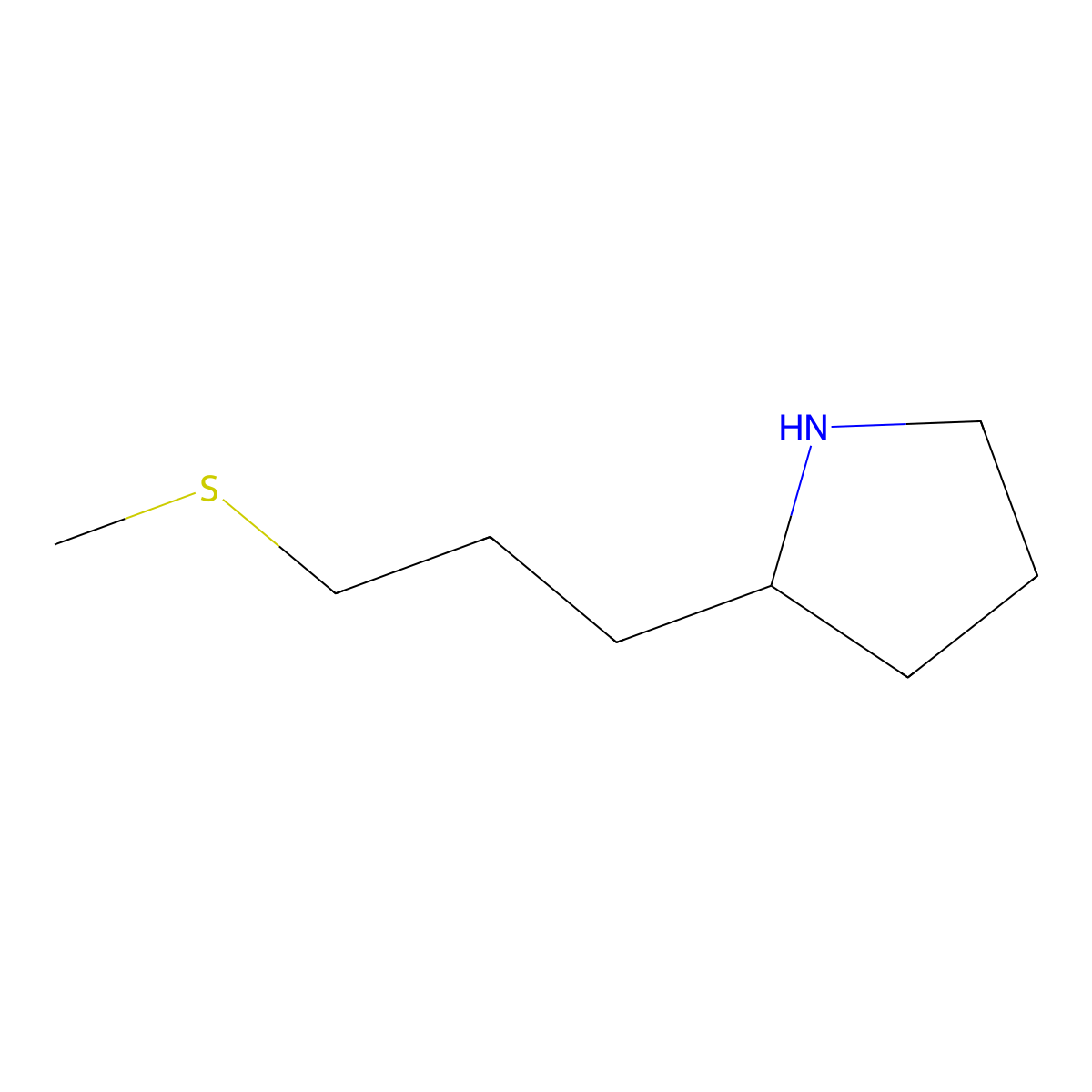 2-(3-(Methylthio)propyl)pyrrolidine molecular structure, CAS 1248732-40-2