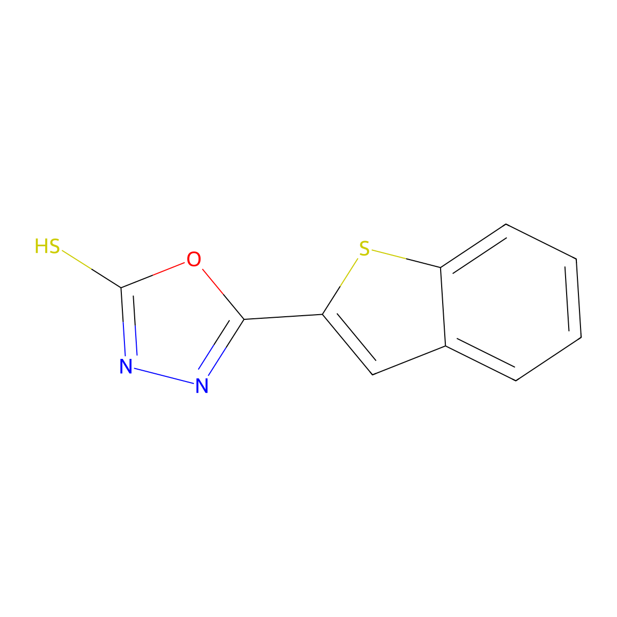 5-(1-Benzothiophen-2-yl)-1,3,4-oxadiazole-2-thiol molecular structure, CAS 1248733-15-4