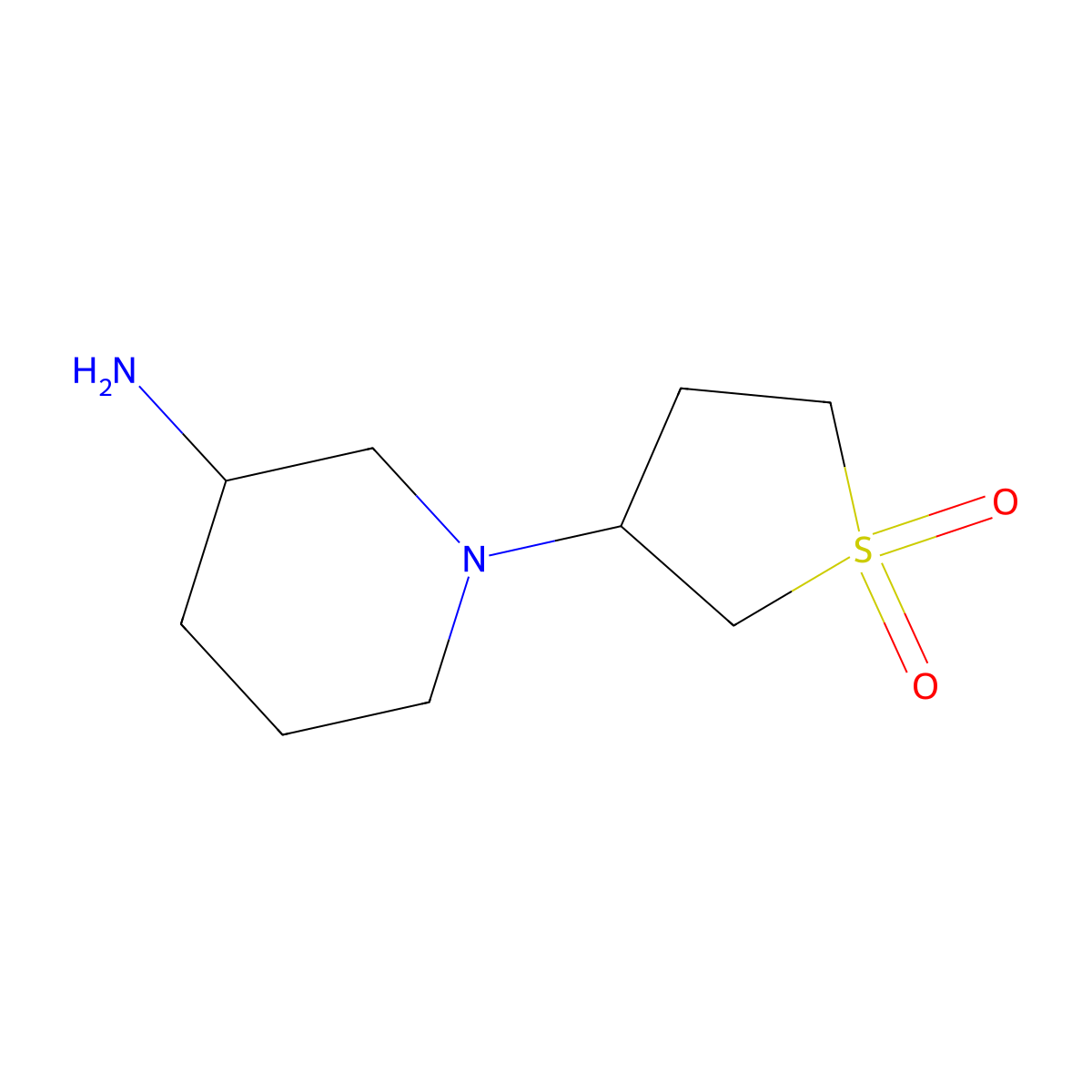 3-(3-Aminopiperidin-1-yl)tetrahydrothiophene 1,1-dioxide molecular structure, CAS 1248737-06-5