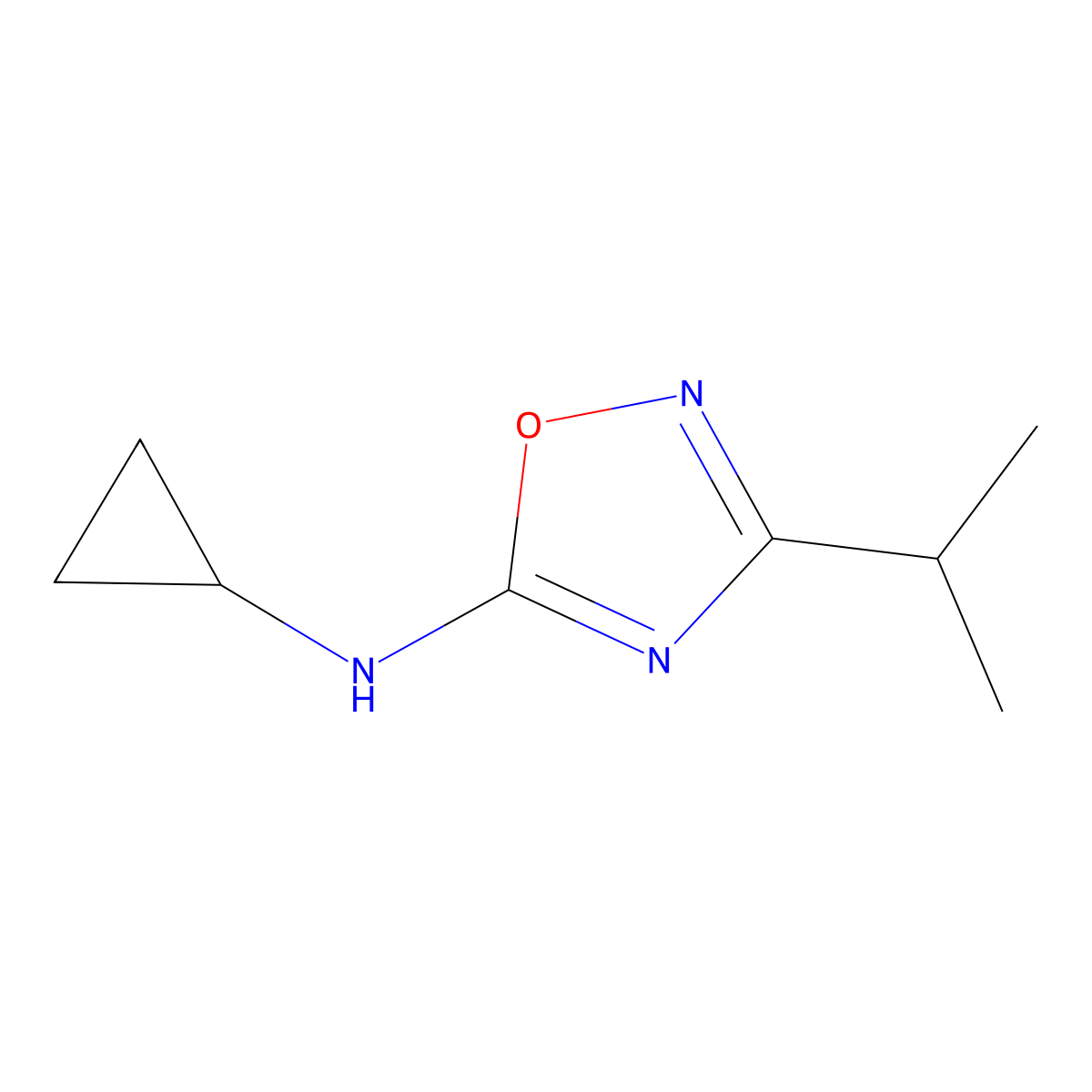 N-cyclopropyl-3-(propan-2-yl)-1,2,4-oxadiazol-5-amine molecular structure, CAS 1248738-56-8