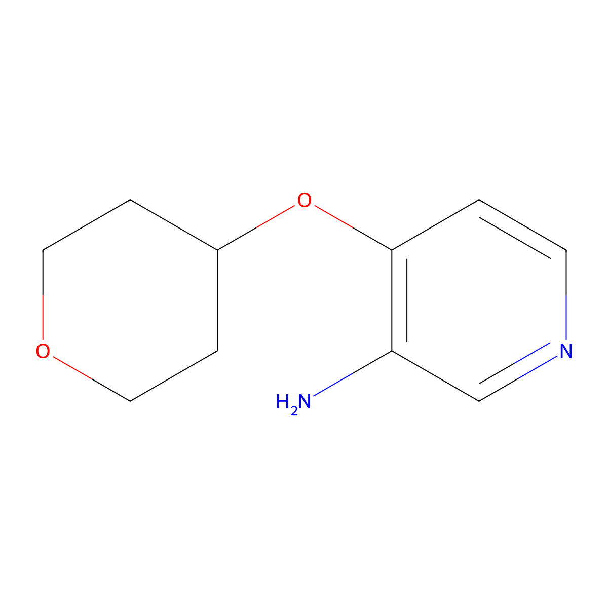 4-((Tetrahydro-2H-pyran-4-yl)oxy)pyridin-3-amine molecular structure, CAS 1248739-43-6