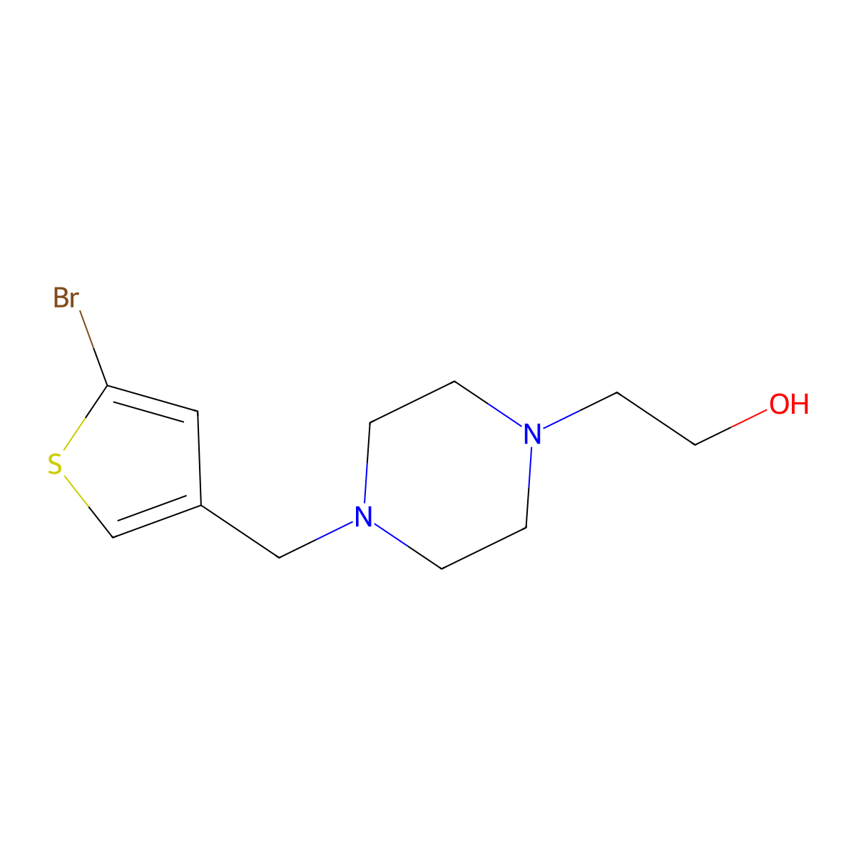 2-(4-((5-Bromothiophen-3-yl)methyl)piperazin-1-yl)ethan-1-ol molecular structure, CAS 1248743-98-7