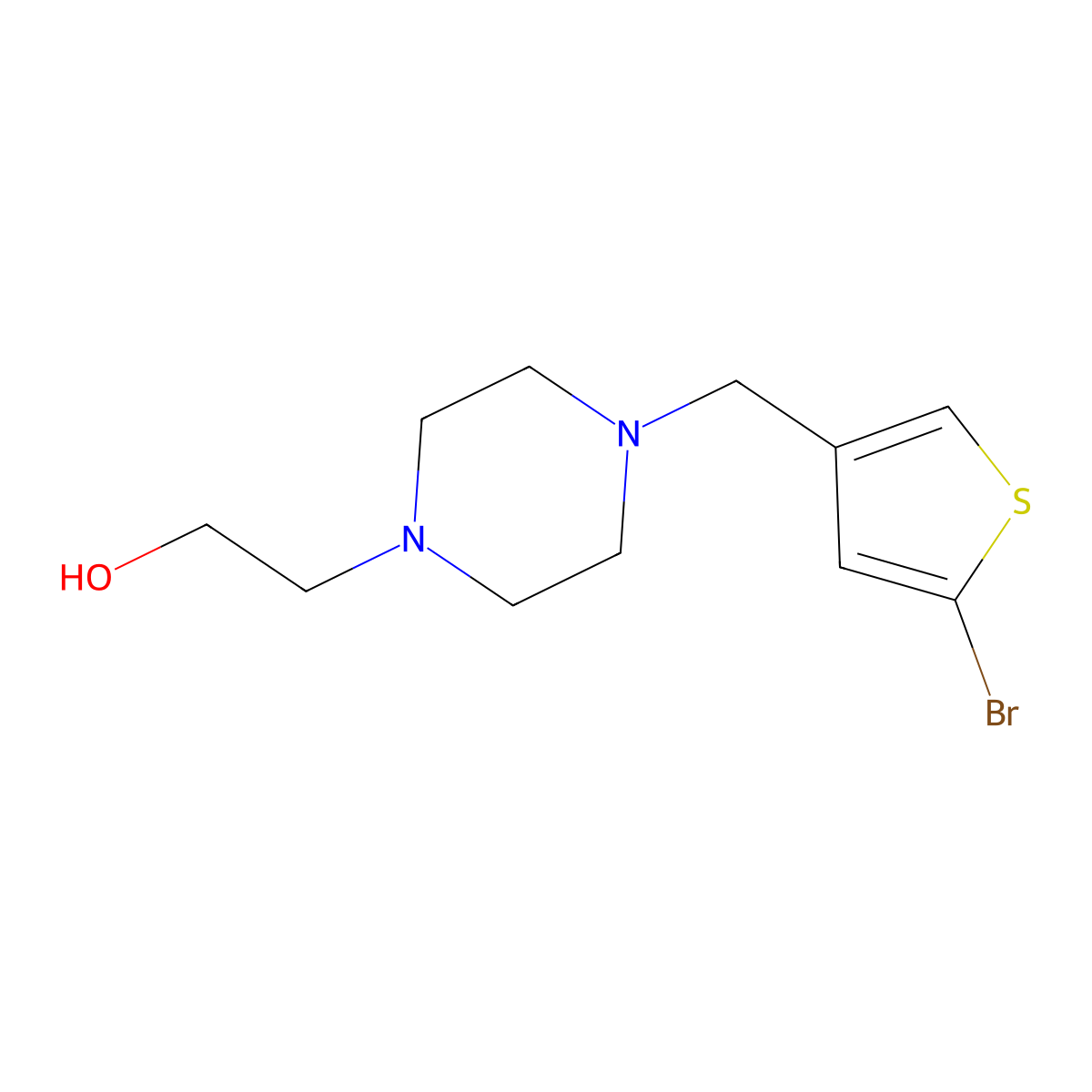 2-(4-((5-Bromothiophen-3-yl)methyl)piperazin-1-yl)ethan-1-ol molecular structure, CAS 1248743-98-7