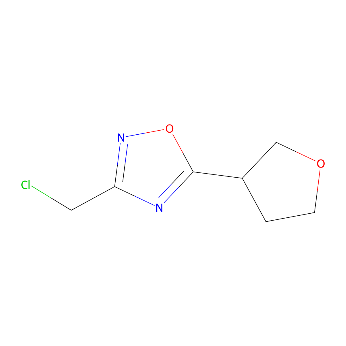 3-(Chloromethyl)-5-(oxolan-3-yl)-1,2,4-oxadiazole molecular structure, CAS 1248745-65-4