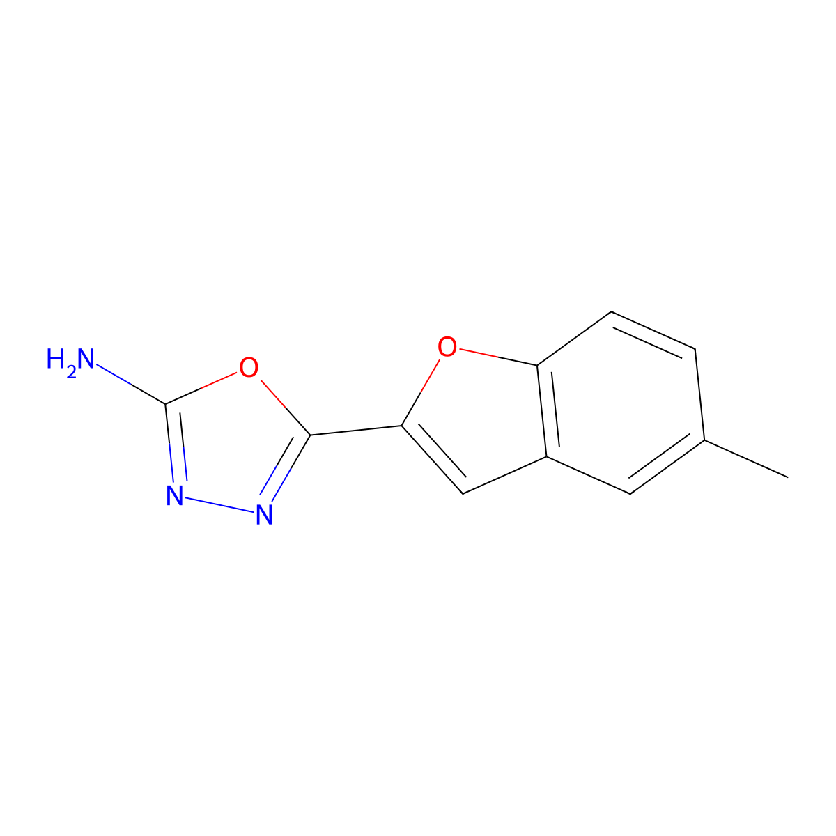 5-(5-Methyl-1-benzofuran-2-yl)-1,3,4-oxadiazol-2-amine molecular structure, CAS 1248746-00-0