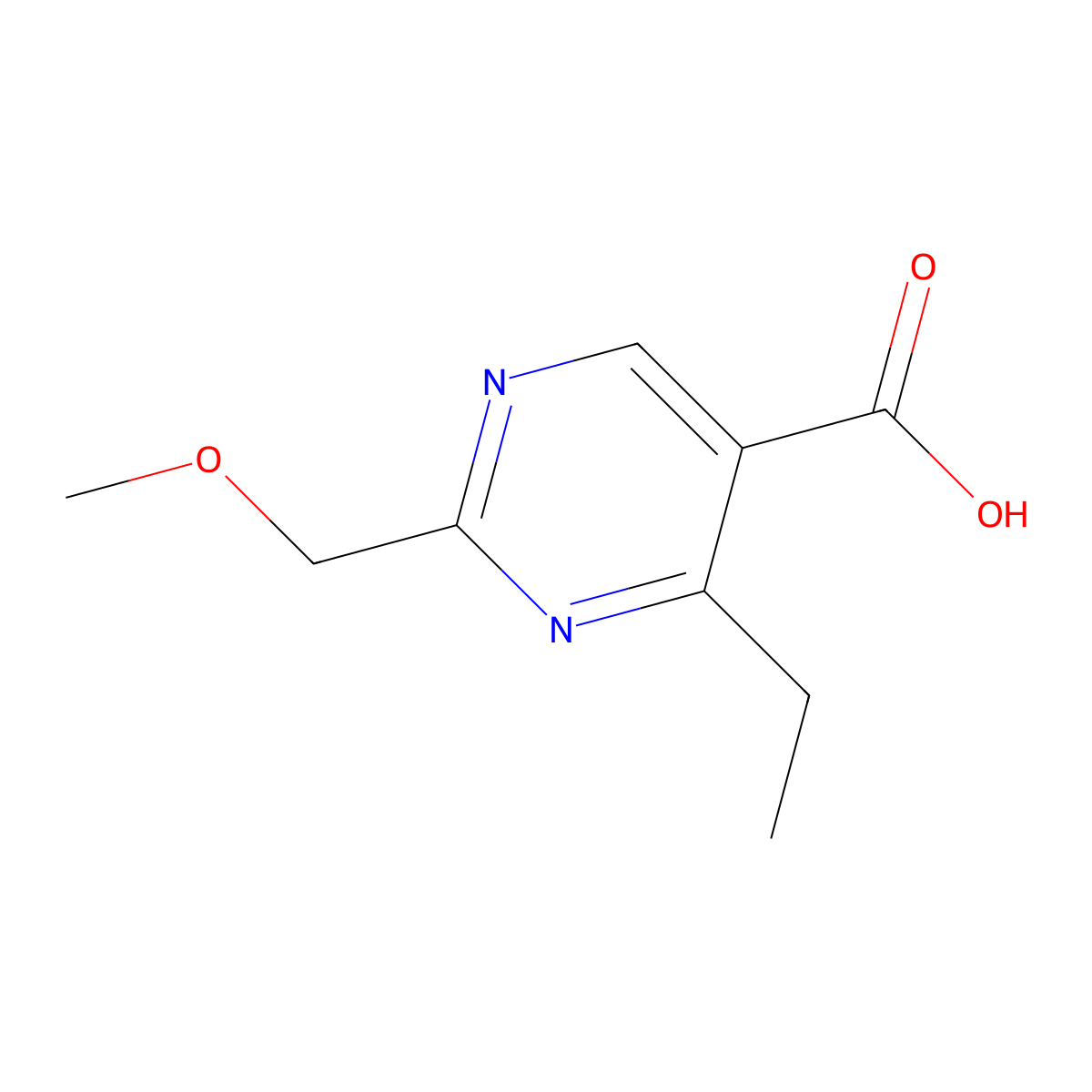 4-Ethyl-2-(methoxymethyl)pyrimidine-5-carboxylic acid molecular structure, CAS 1248747-23-0