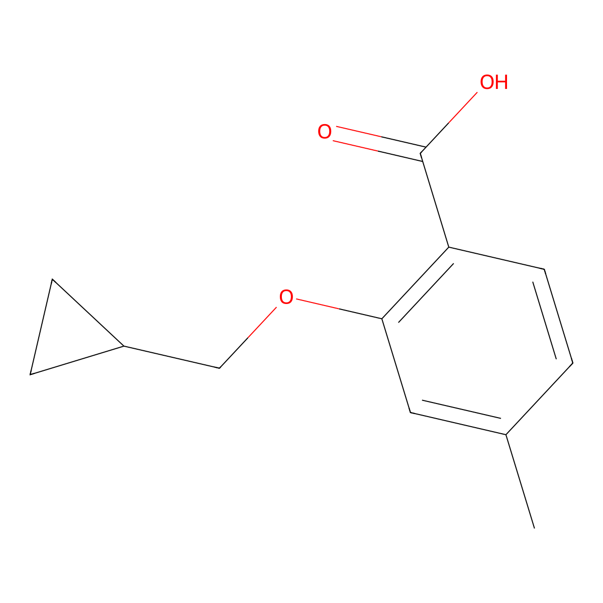 2-(Cyclopropylmethoxy)-4-methylbenzoic acid molecular structure, CAS 1248748-25-5