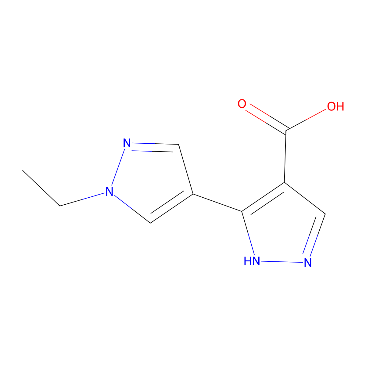 3-(1-ethyl-1H-pyrazol-4-yl)-1H-pyrazole-4-carboxylic acid molecular structure, CAS 1248749-85-0