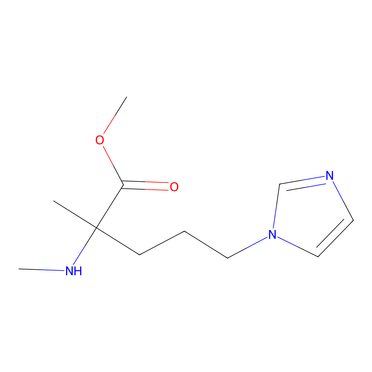 Methyl 5-(1h-imidazol-1-yl)-2-methyl-2-(methylamino)pentanoate molecular structure, CAS 1248757-13-2
