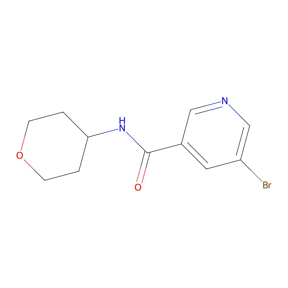 5-bromo-N-(oxan-4-yl)pyridine-3-carboxamide molecular structure, CAS 1248765-70-9