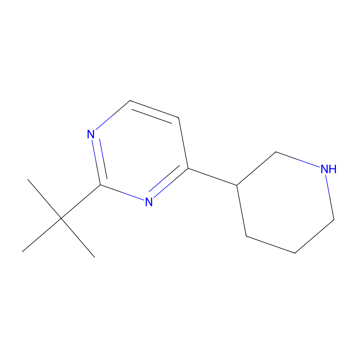 2-Tert-butyl-4-(piperidin-3-yl)pyrimidine molecular structure, CAS 1248771-00-7