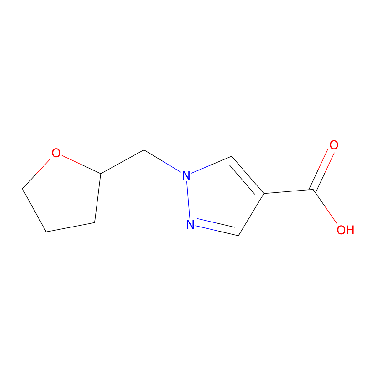 1-((tetrahydrofuran-2-yl)methyl)-1H-pyrazole-4-carboxylic acid molecular structure, CAS 1248774-64-2