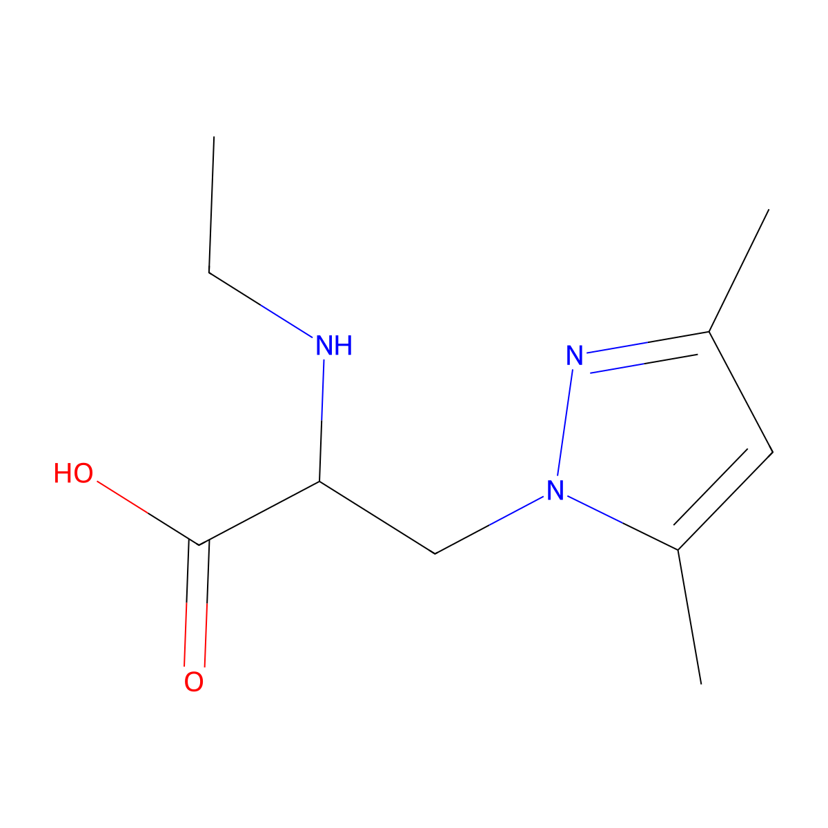 3-(3,5-Dimethyl-1h-pyrazol-1-yl)-2-(ethylamino)propanoic acid molecular structure, CAS 1248776-13-7