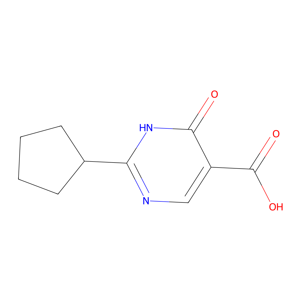2-Cyclopentyl-6-oxo-1,6-dihydropyrimidine-5-carboxylic acid molecular structure, CAS 1248777-82-3