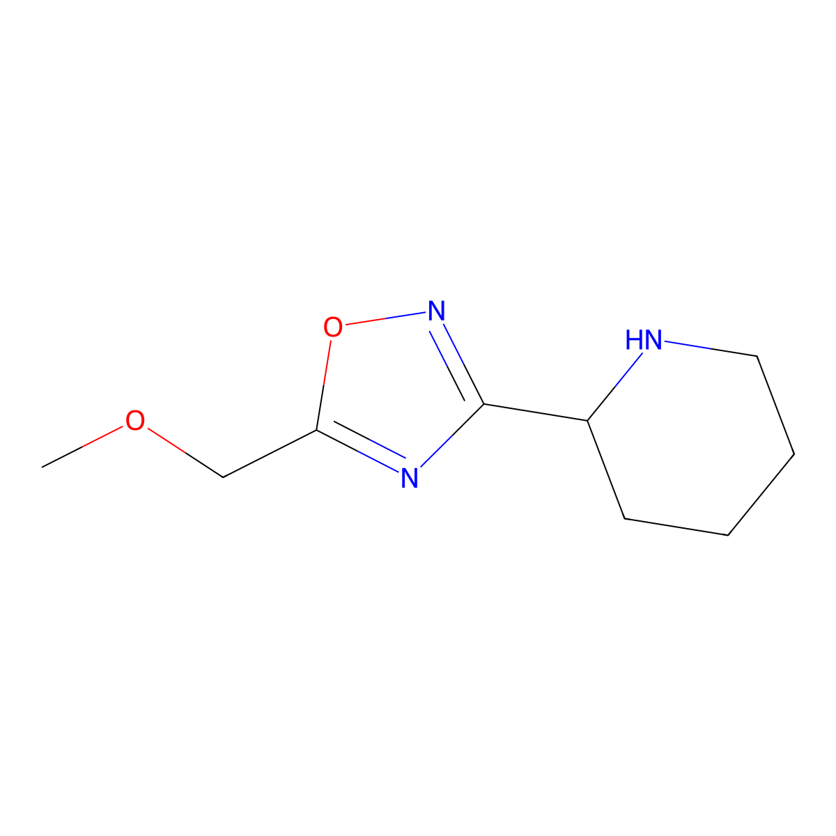 5-(Methoxymethyl)-3-(piperidin-2-yl)-1,2,4-oxadiazole molecular structure, CAS 1248780-51-9