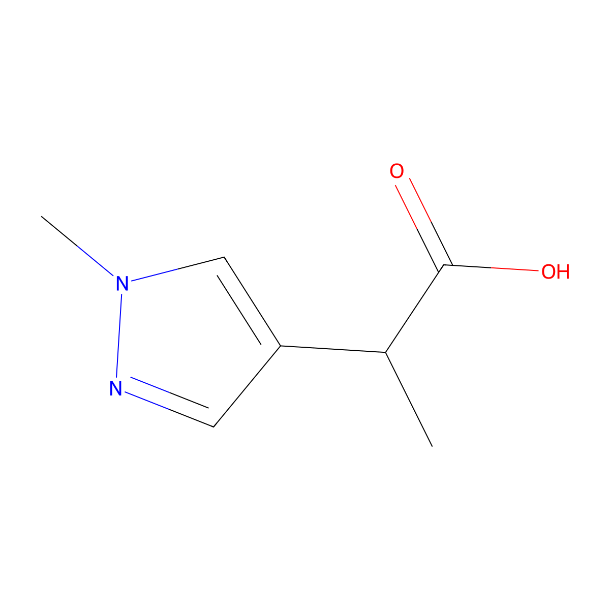 2-(1-methyl-1H-pyrazol-4-yl)propanoic acid molecular structure, CAS 1248781-46-5