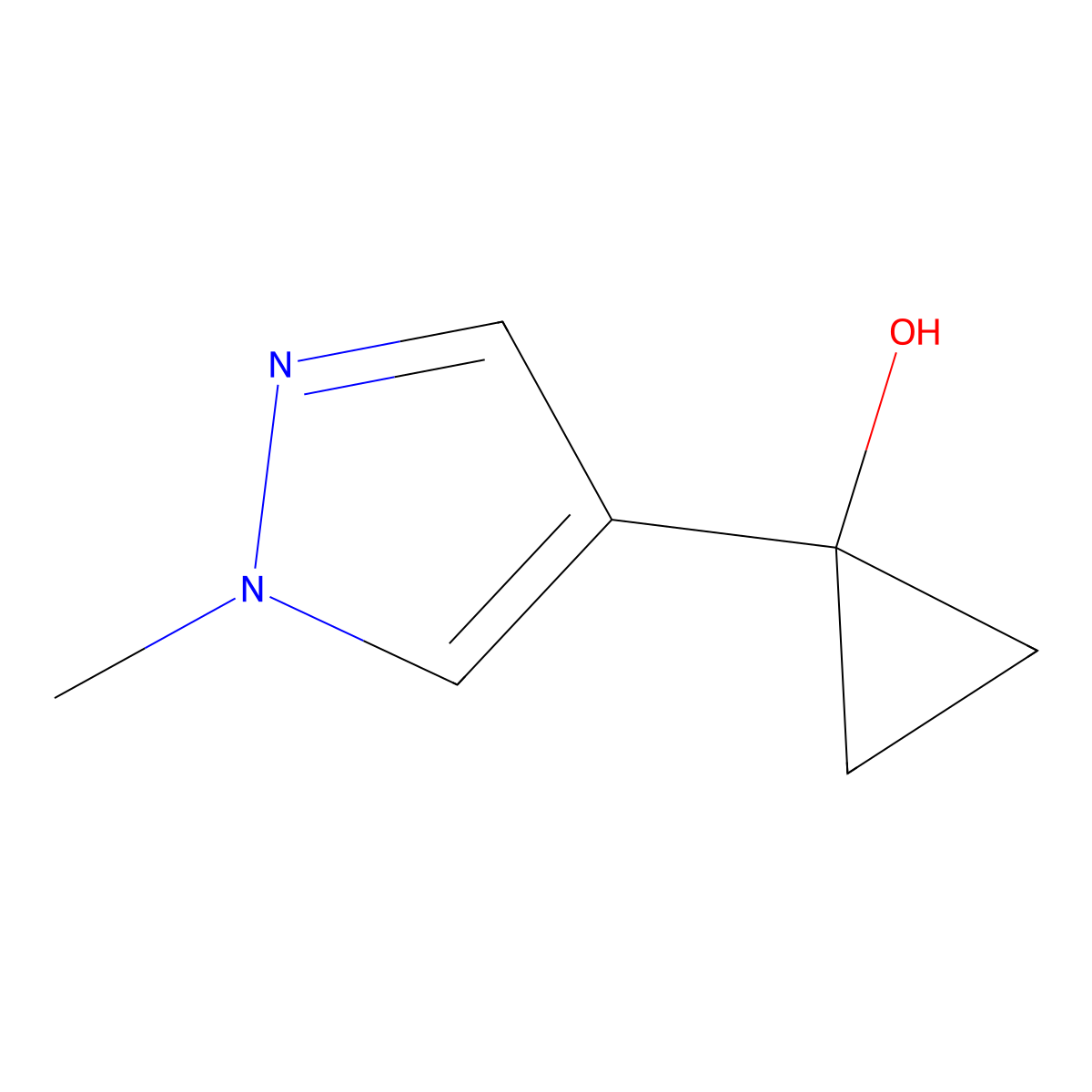 1-(1-methyl-1H-pyrazol-4-yl)cyclopropanol molecular structure, CAS 1248787-82-7