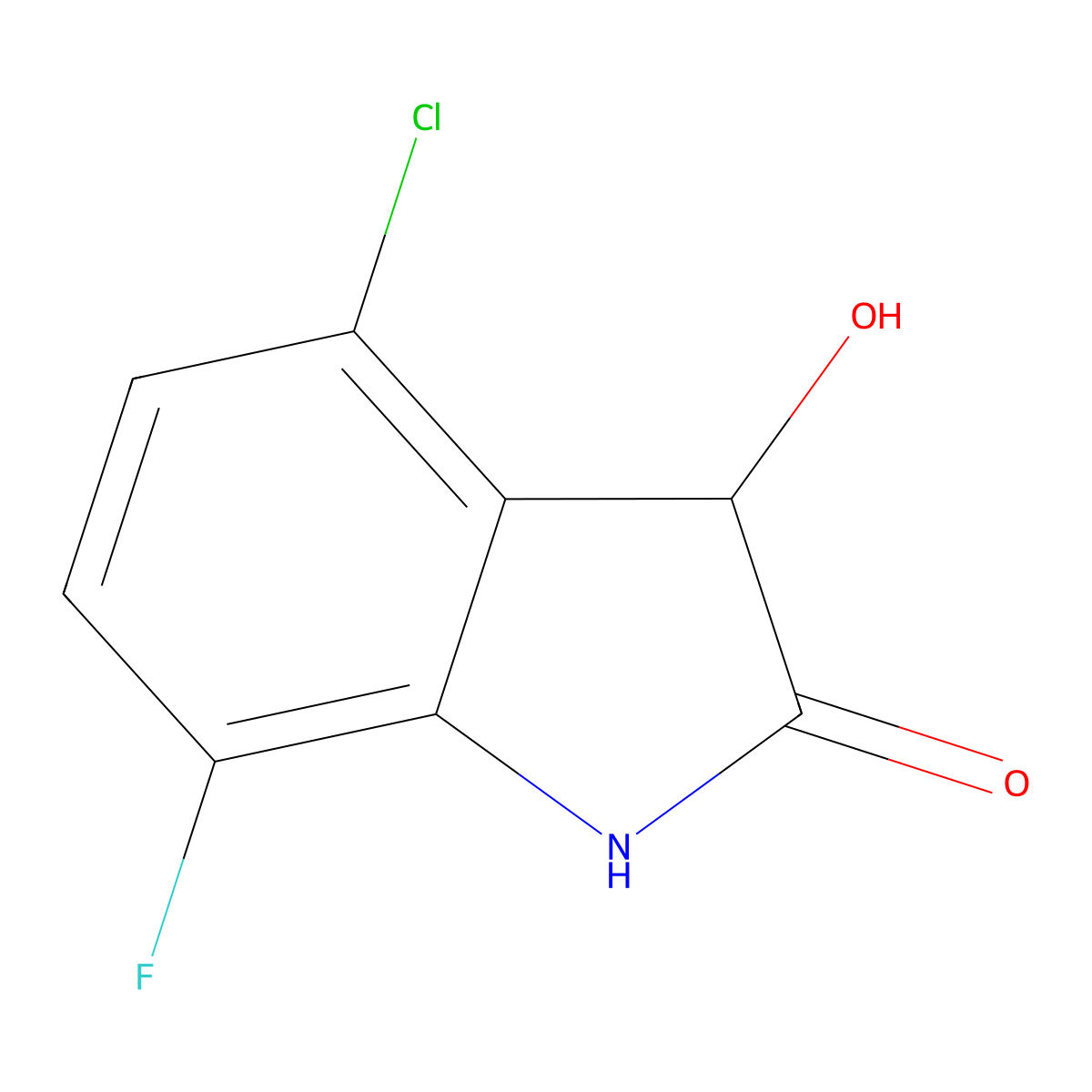 4-Chloro-7-fluoro-3-hydroxy-2,3-dihydro-1H-indol-2-one molecular structure, CAS 1248789-30-1