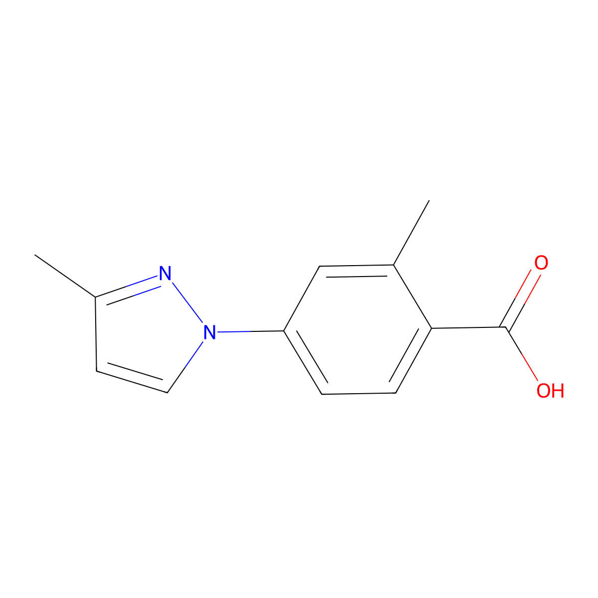 2-Methyl-4-(3-methyl-1H-pyrazol-1-yl)benzoic acid molecular structure, CAS 1248790-09-1