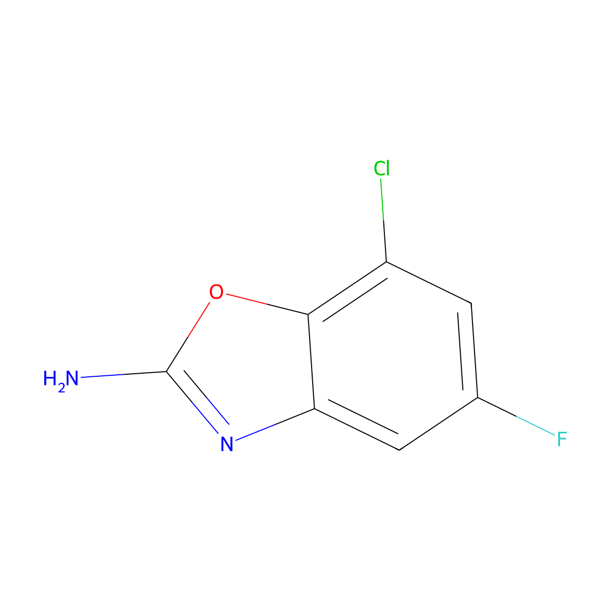 7-Chloro-5-fluoro-1,3-benzoxazol-2-amine molecular structure, CAS 1248793-15-8