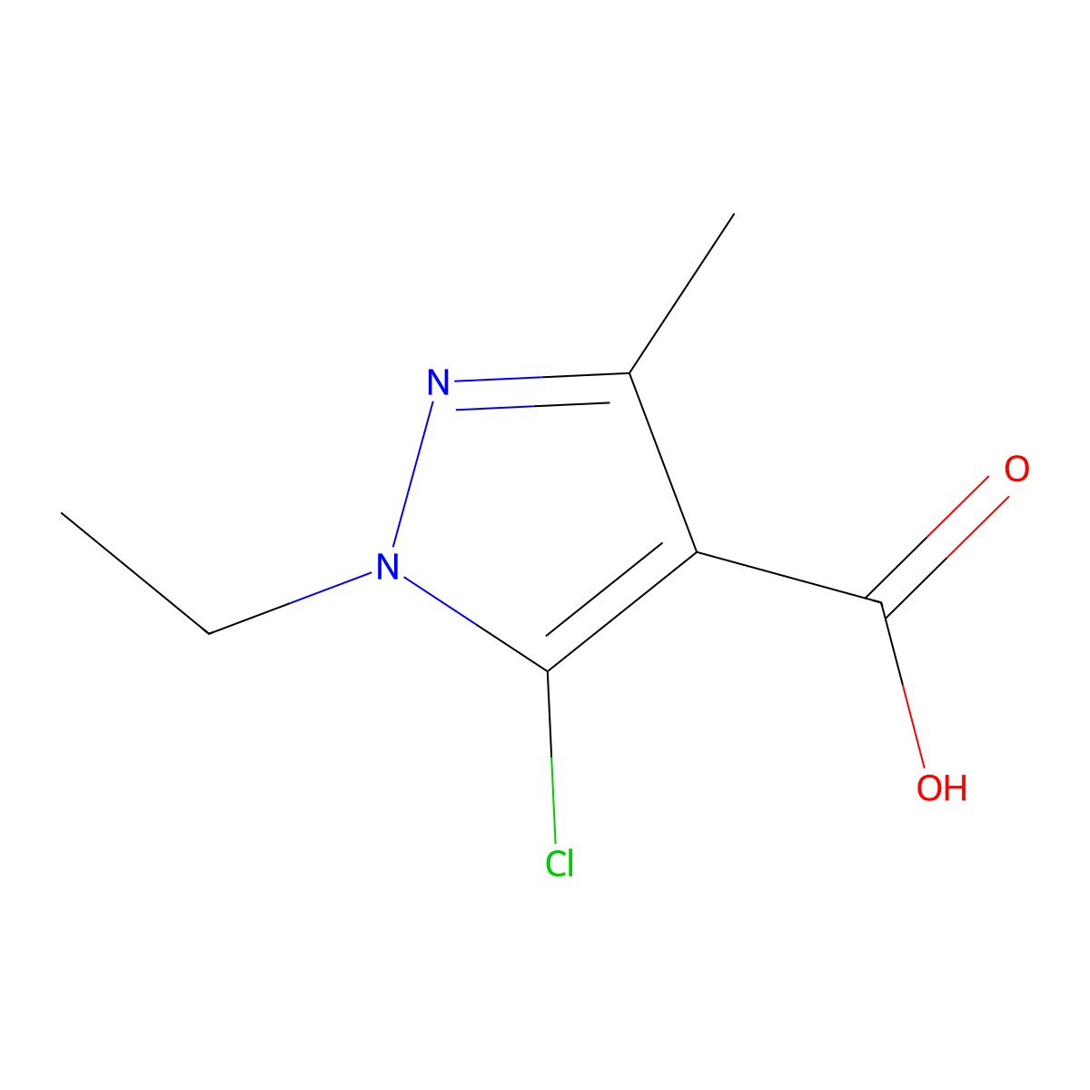 5-chloro-1-ethyl-3-methyl-1H-pyrazole-4-carboxylic acid molecular structure, CAS 1248794-32-2