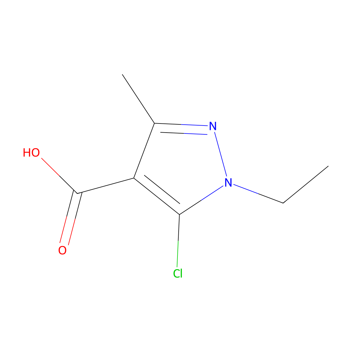 5-chloro-1-ethyl-3-methyl-1H-pyrazole-4-carboxylic acid molecular structure, CAS 1248794-32-2