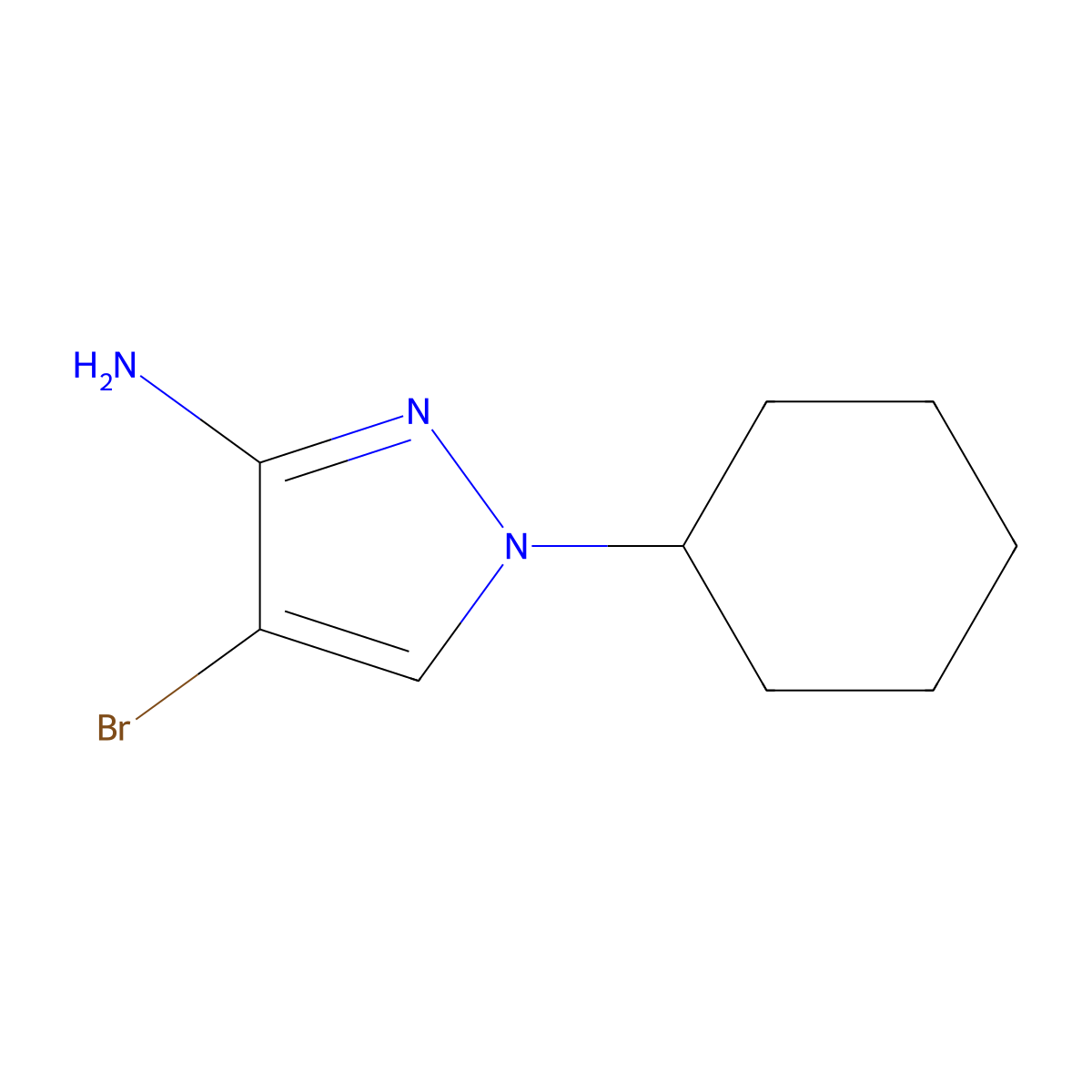 4-bromo-1-cyclohexyl-1H-pyrazol-3-amine molecular structure, CAS 1248796-32-8
