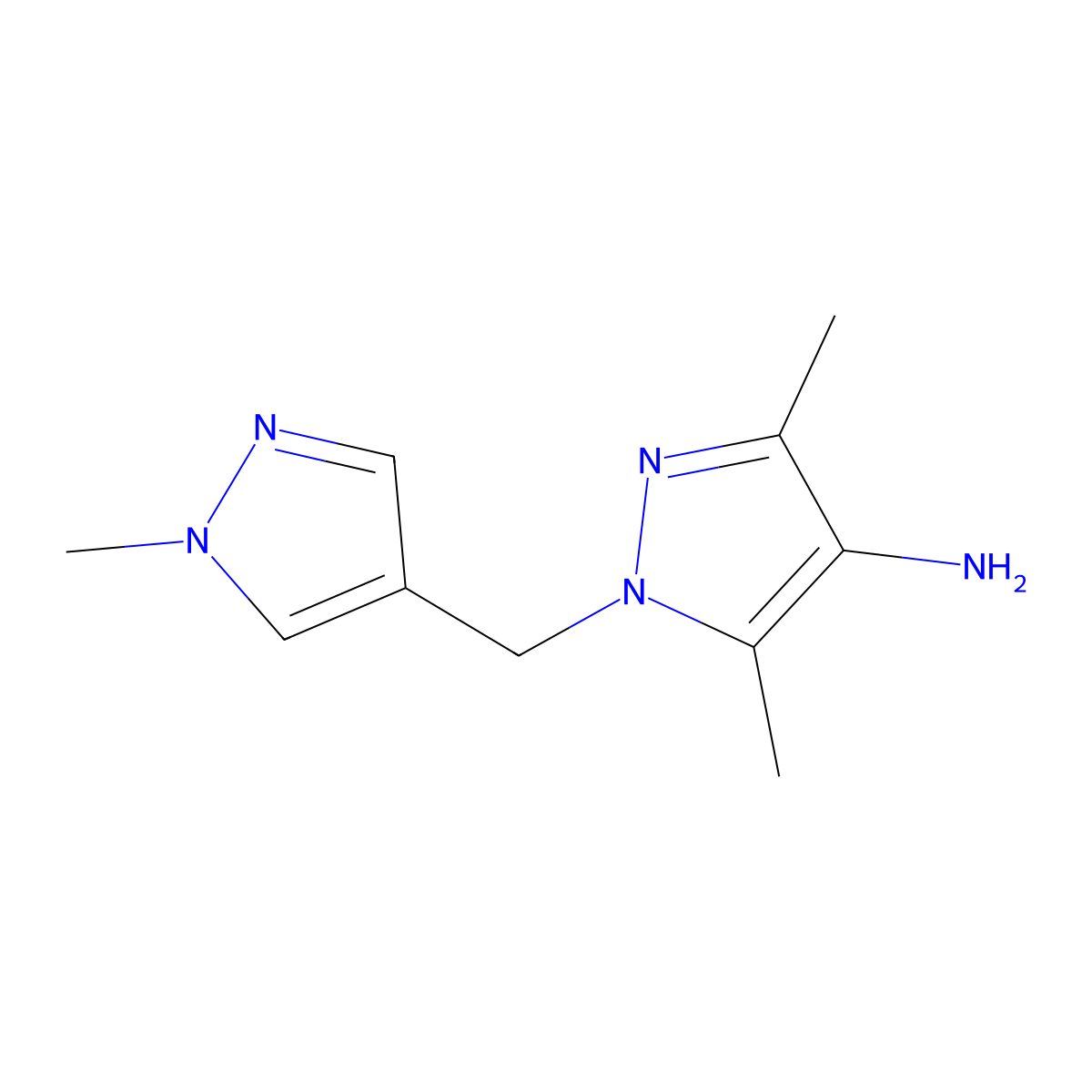 3,5-Dimethyl-1-((1-methyl-1h-pyrazol-4-yl)methyl)-1h-pyrazol-4-amine molecular structure, CAS 1248803-82-8