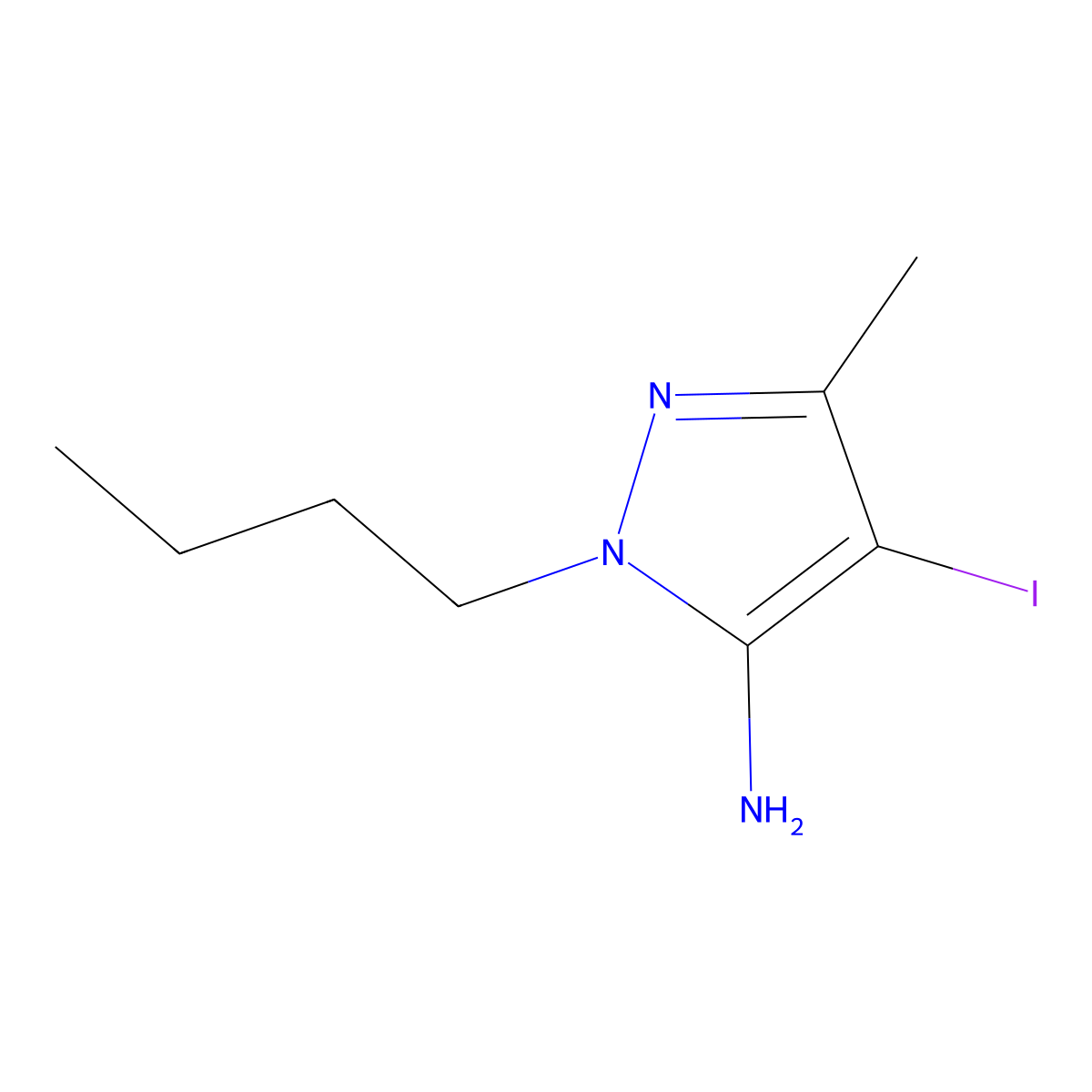 1-butyl-4-iodo-3-methyl-1H-pyrazol-5-amine molecular structure, CAS 1248805-32-4