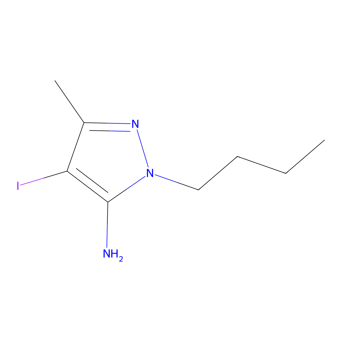 1-butyl-4-iodo-3-methyl-1H-pyrazol-5-amine molecular structure, CAS 1248805-32-4