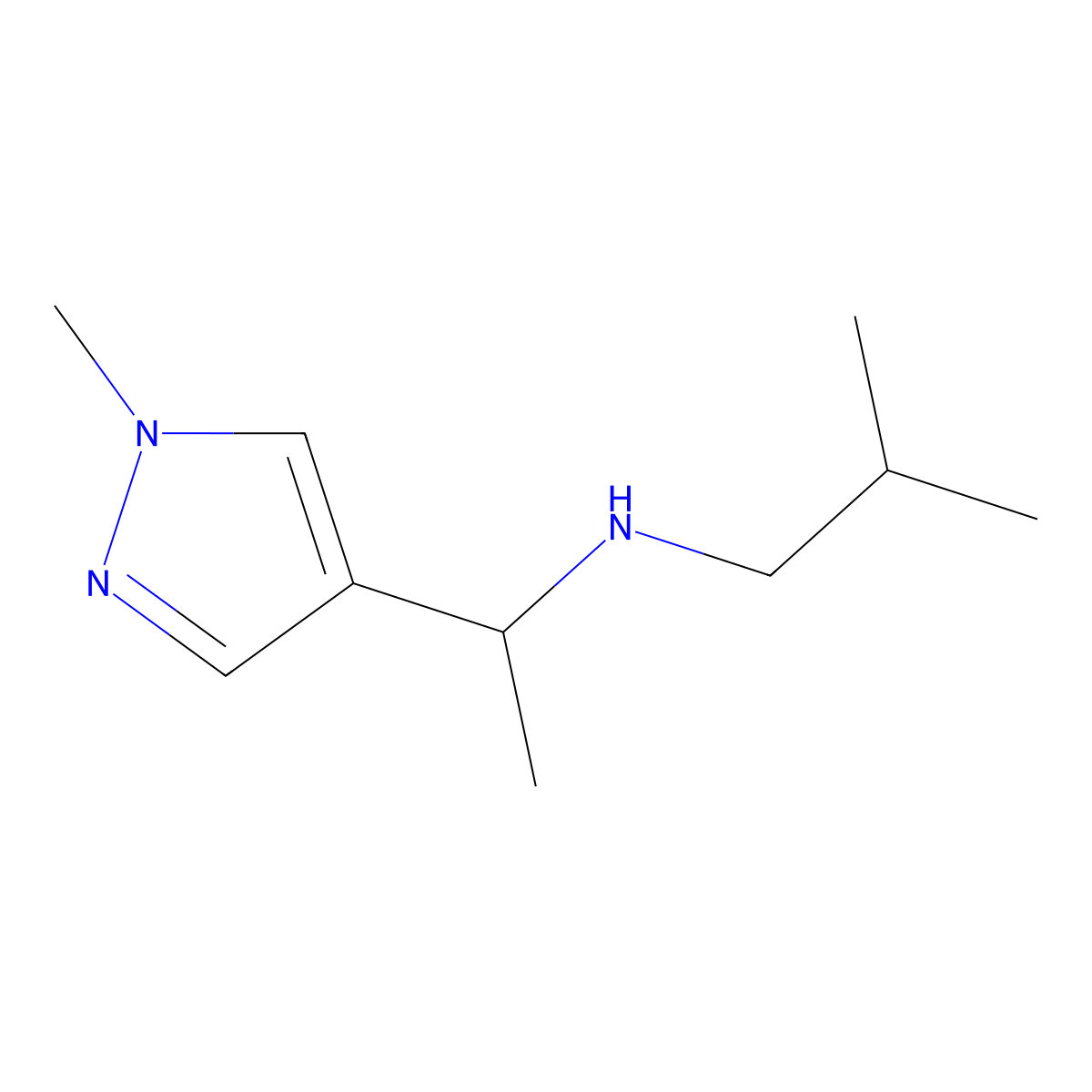 [1-(1-Methyl-1H-pyrazol-4-yl)ethyl](2-methylpropyl)amine molecular structure, CAS 1248807-24-0