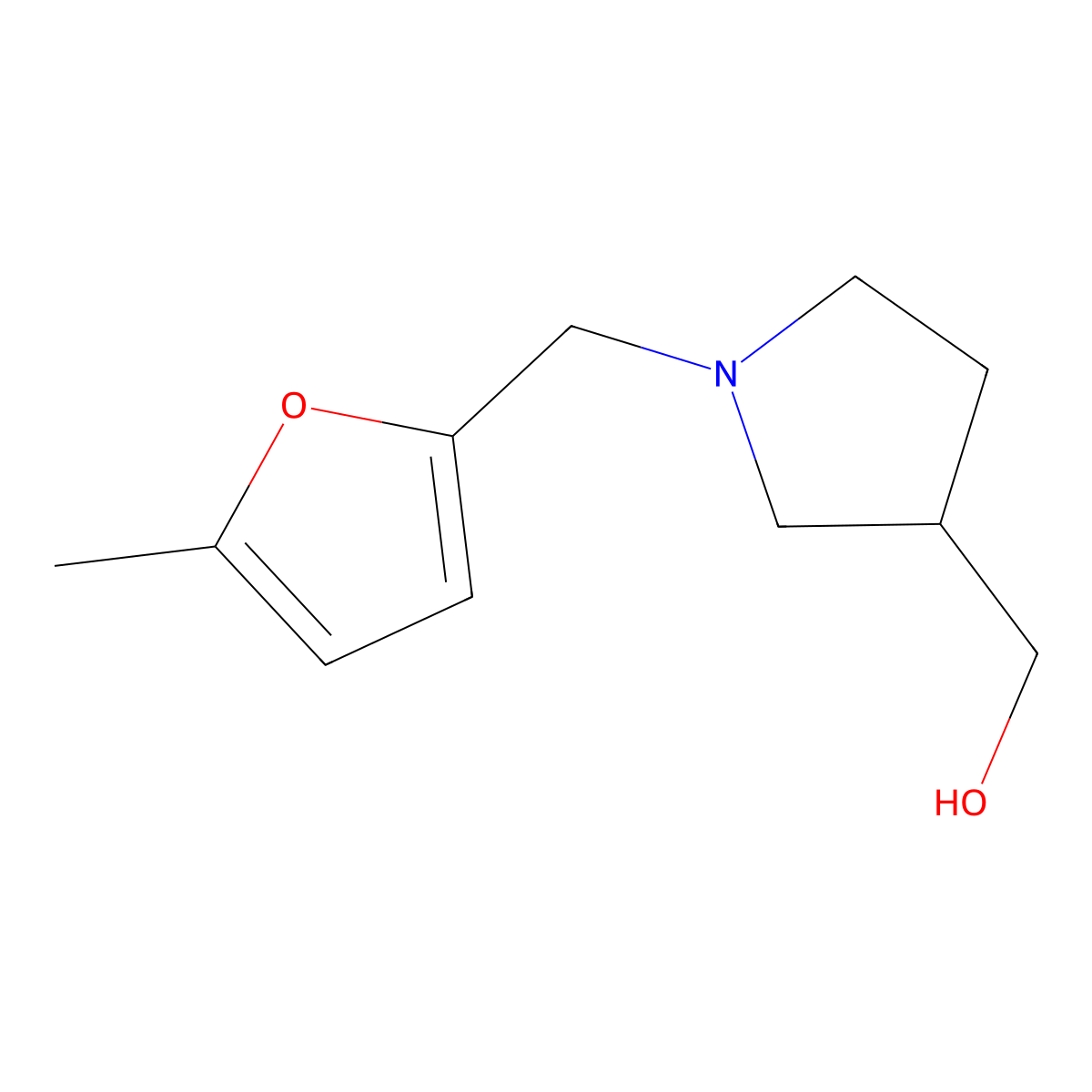(1-((5-Methylfuran-2-yl)methyl)pyrrolidin-3-yl)methanol molecular structure, CAS 1248809-82-6