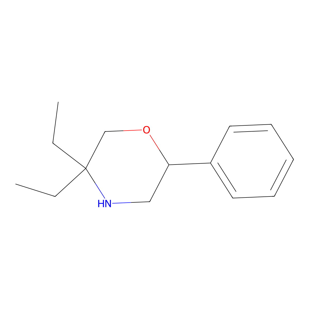 5,5-Diethyl-2-phenylmorpholine molecular structure, CAS 1248813-38-8