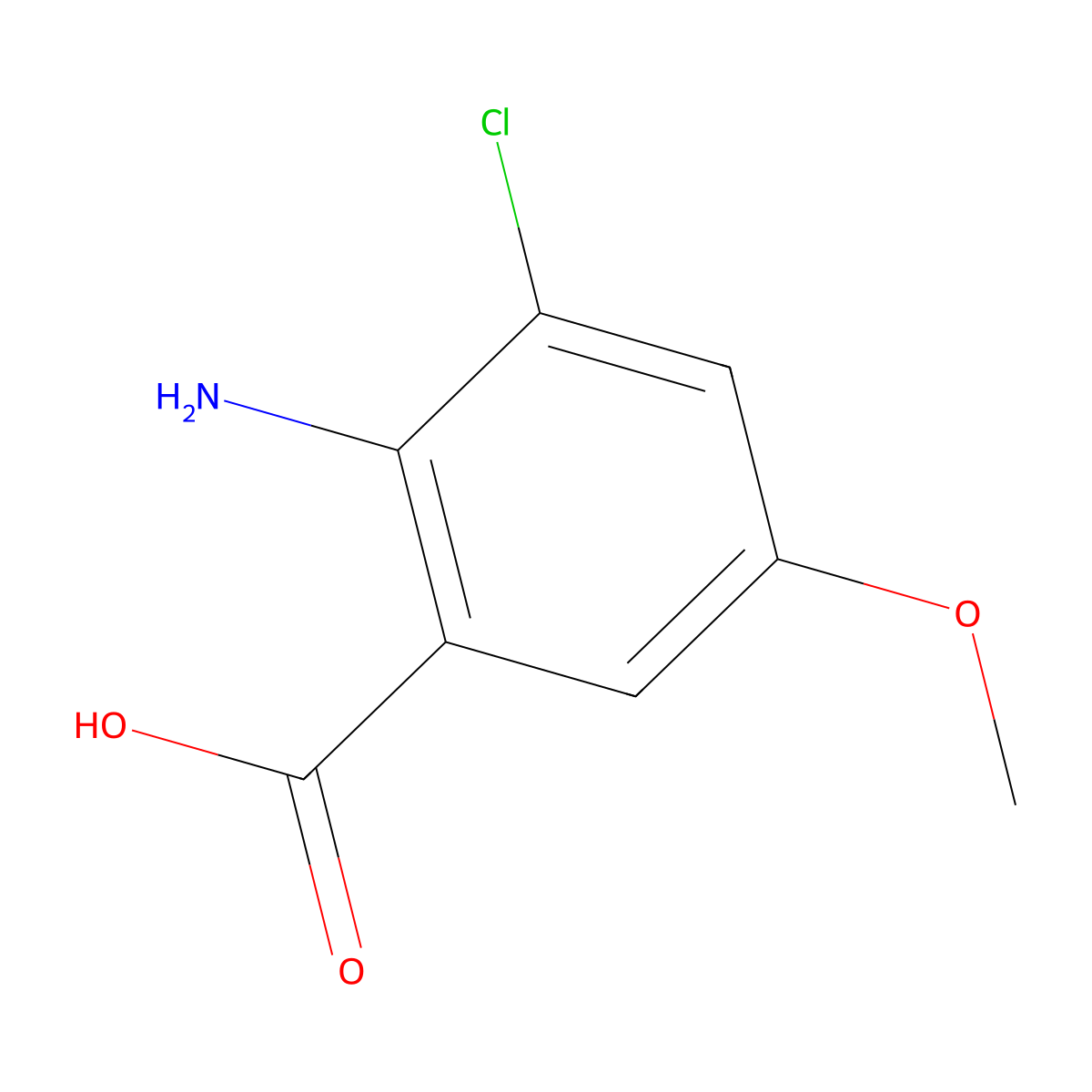 2-Amino-3-chloro-5-methoxybenzoic acid molecular structure, CAS 1248818-45-2