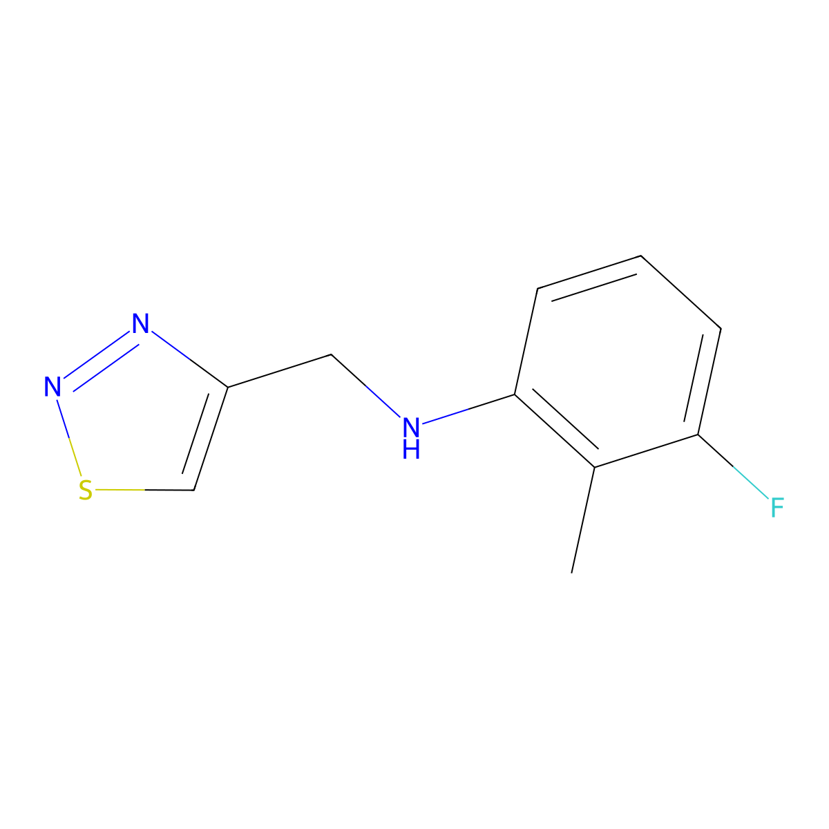 3-fluoro-2-methyl-N-[(1,2,3-thiadiazol-4-yl)methyl]aniline molecular structure, CAS 1248823-75-7