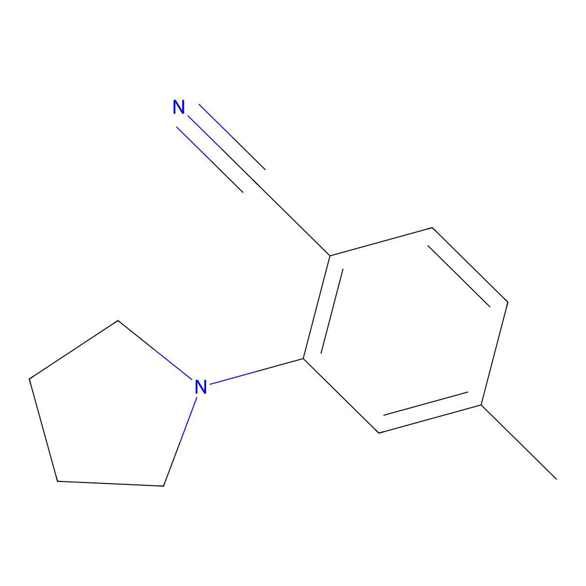 4-Methyl-2-(pyrrolidin-1-yl)benzonitrile molecular structure, CAS 1248825-35-5