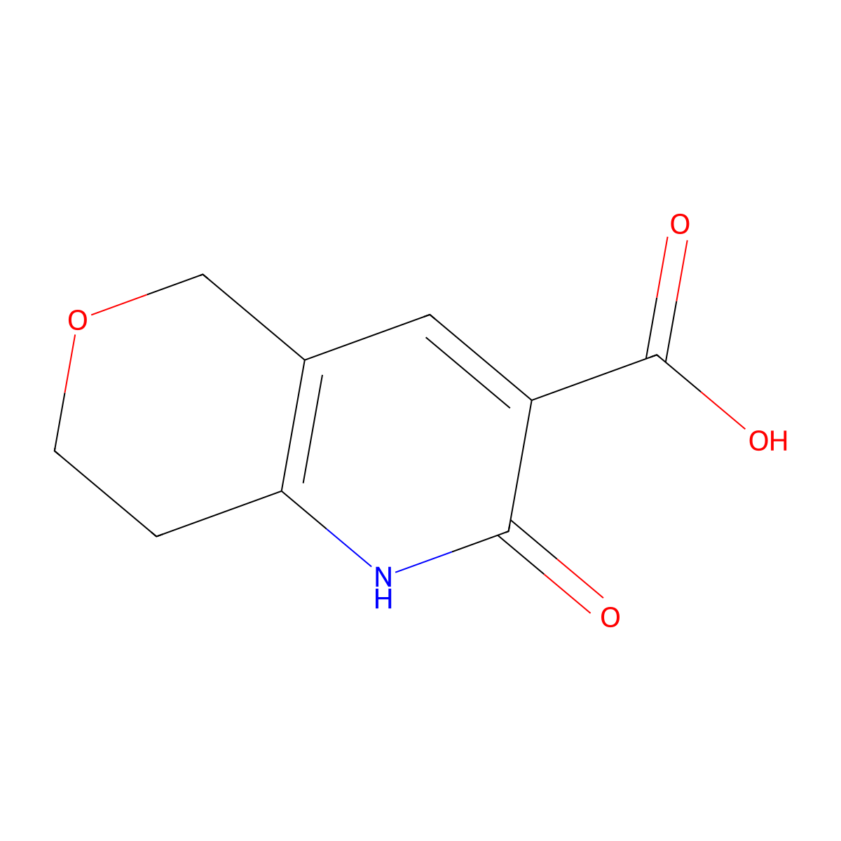 2-oxo-1H,2H,5H,7H,8H-pyrano(4,3-b)pyridine-3-carboxylic acid molecular structure, CAS 1248899-71-9