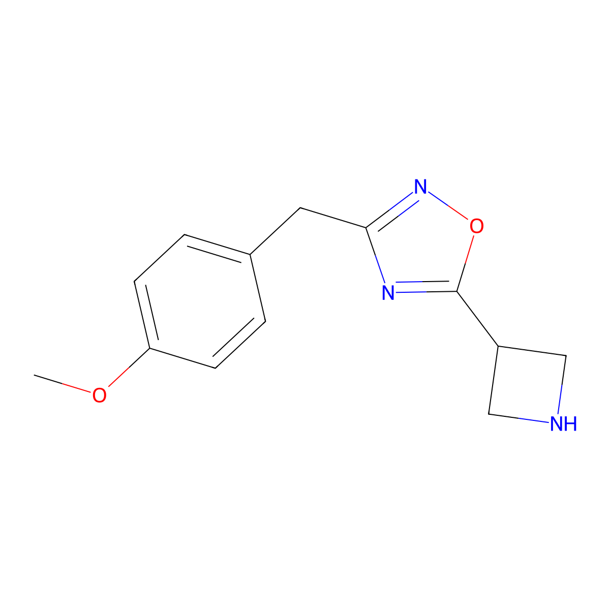 5-(Azetidin-3-yl)-3-[(4-methoxyphenyl)methyl]-1,2,4-oxadiazole molecular structure, CAS 1248907-43-8