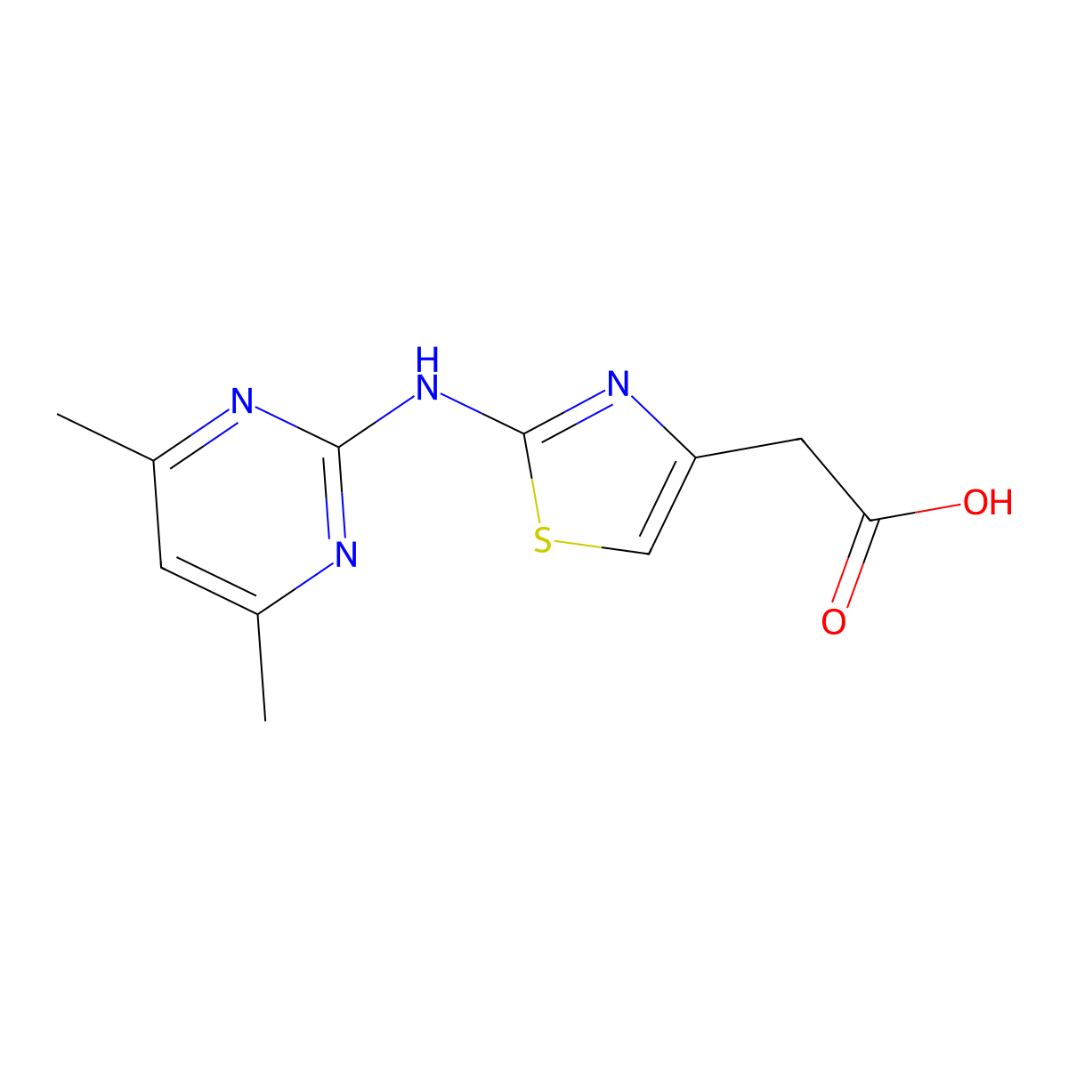 {2-[(4,6-Dimethylpyrimidin-2-yl)amino]-1,3-thiazol-4-yl}acetic acid molecular structure, CAS 1248907-60-9