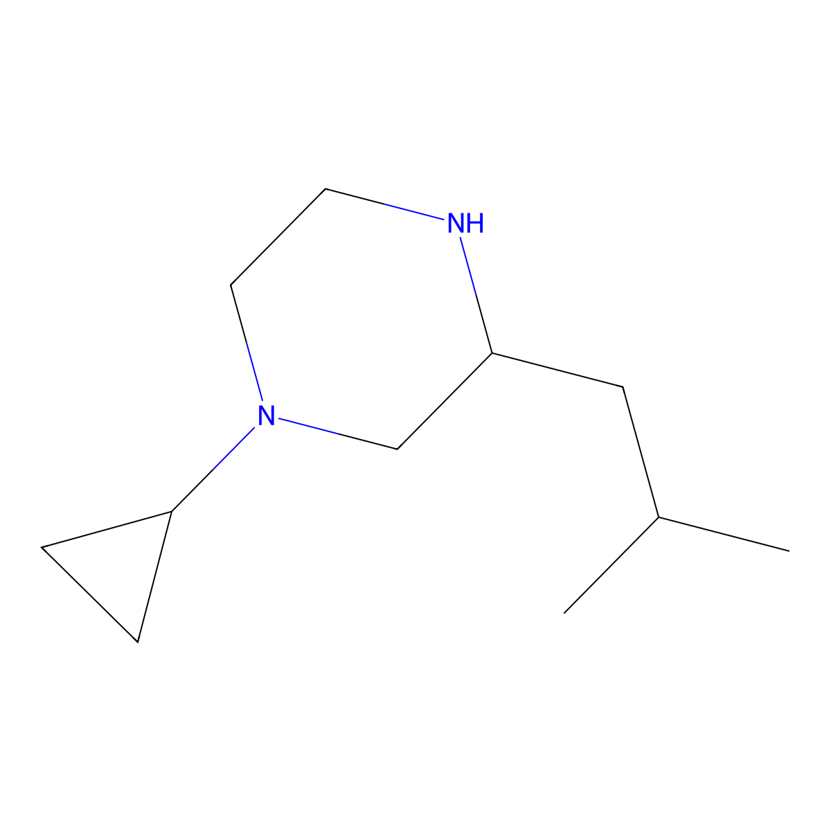 1-Cyclopropyl-3-(2-methylpropyl)piperazine molecular structure, CAS 1248907-63-2