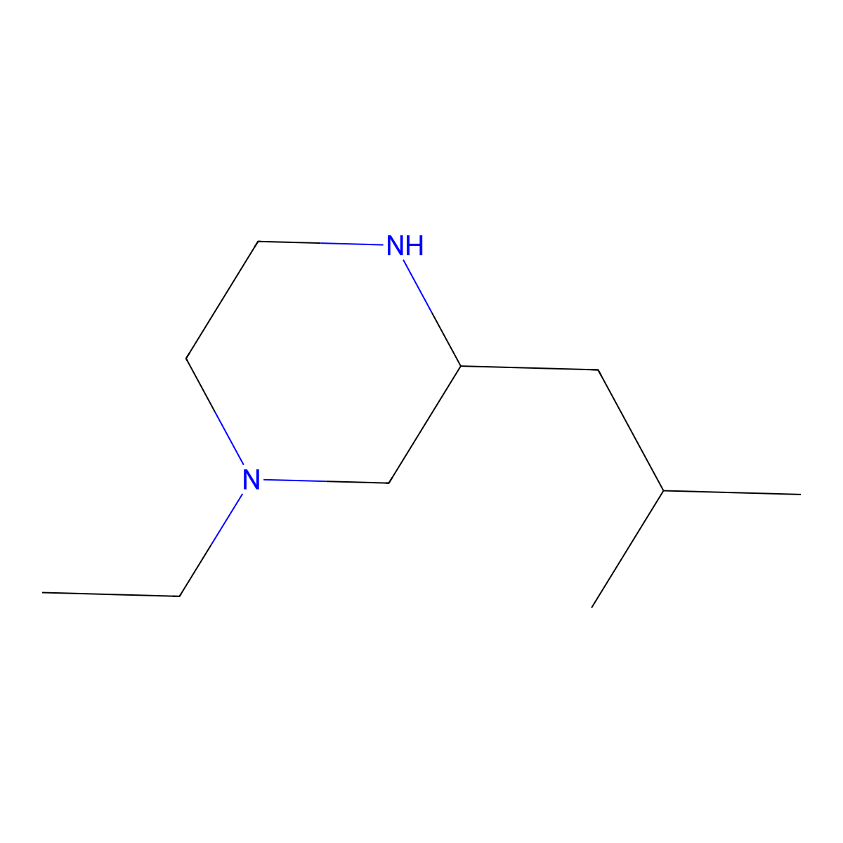 1-Ethyl-3-(2-methylpropyl)piperazine molecular structure, CAS 1248907-75-6