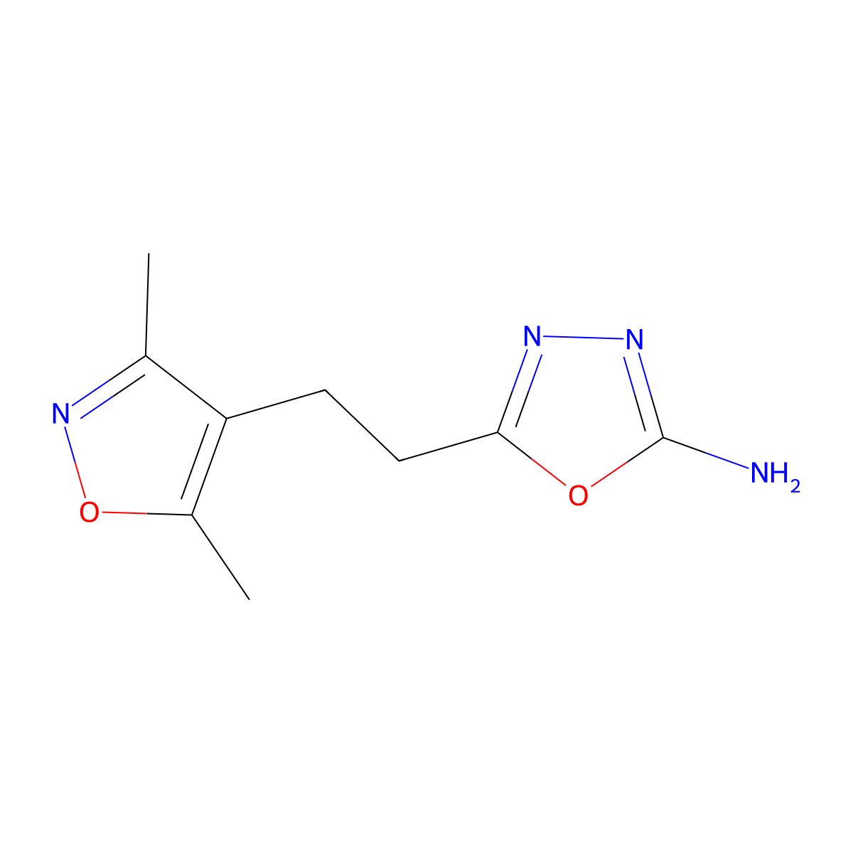 5-[2-(3,5-Dimethyl-1,2-oxazol-4-yl)ethyl]-1,3,4-oxadiazol-2-amine molecular structure, CAS 1248907-76-7